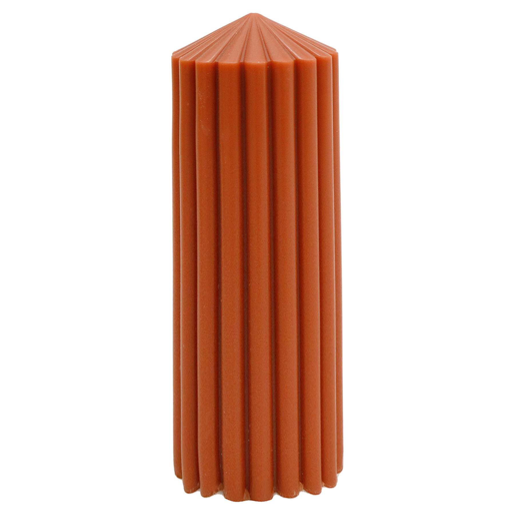 Found & Fable Rust Unscented Ribbed Pillar Candle, 3x8