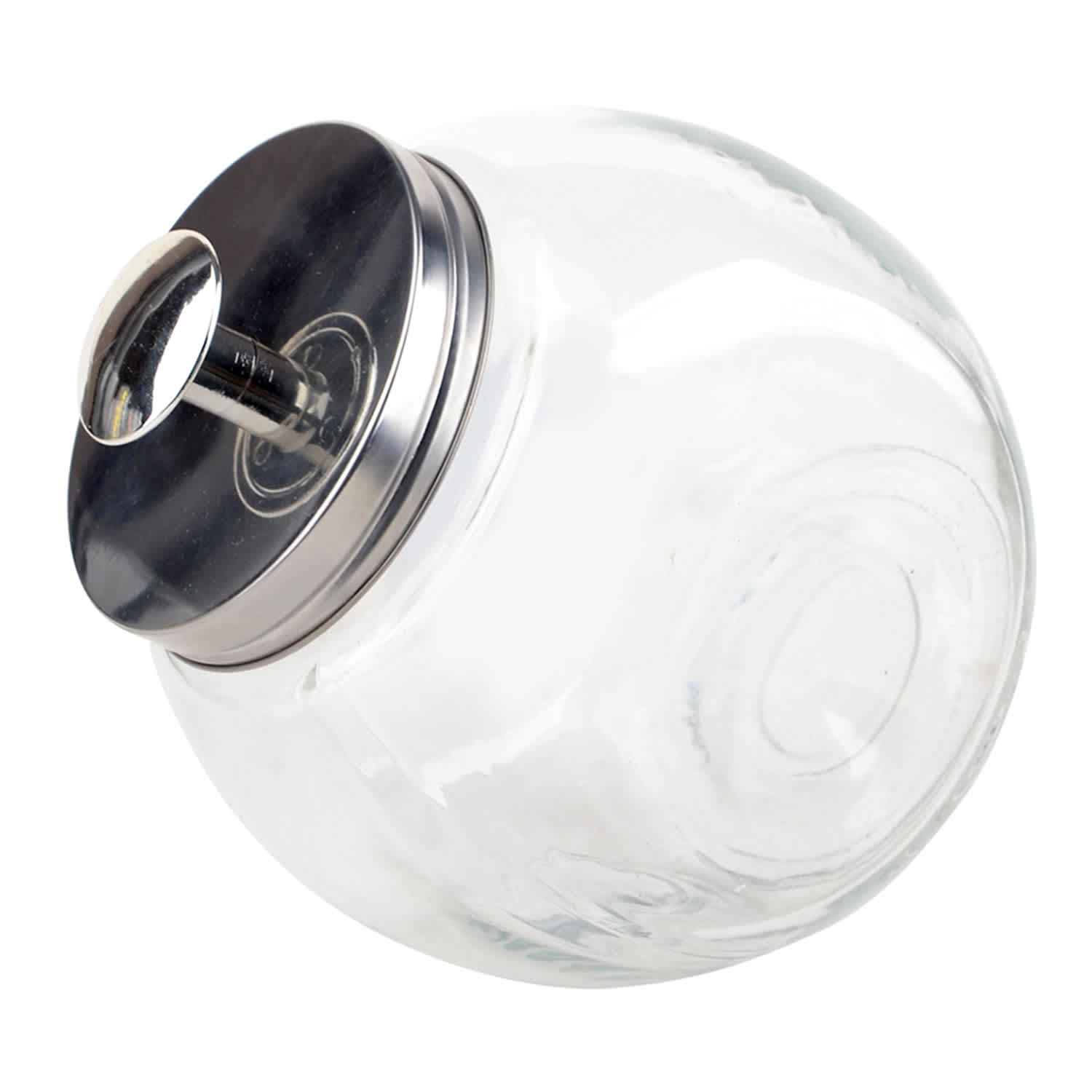 Clear Glass Penny Jar Canister with Metal Lid, 96oz