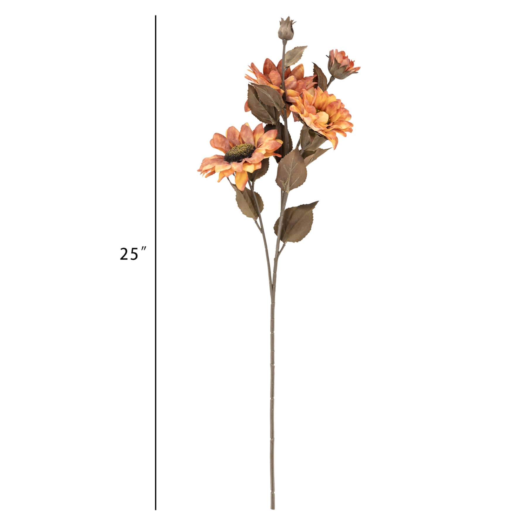 Orange Sunflower Stem, 25"