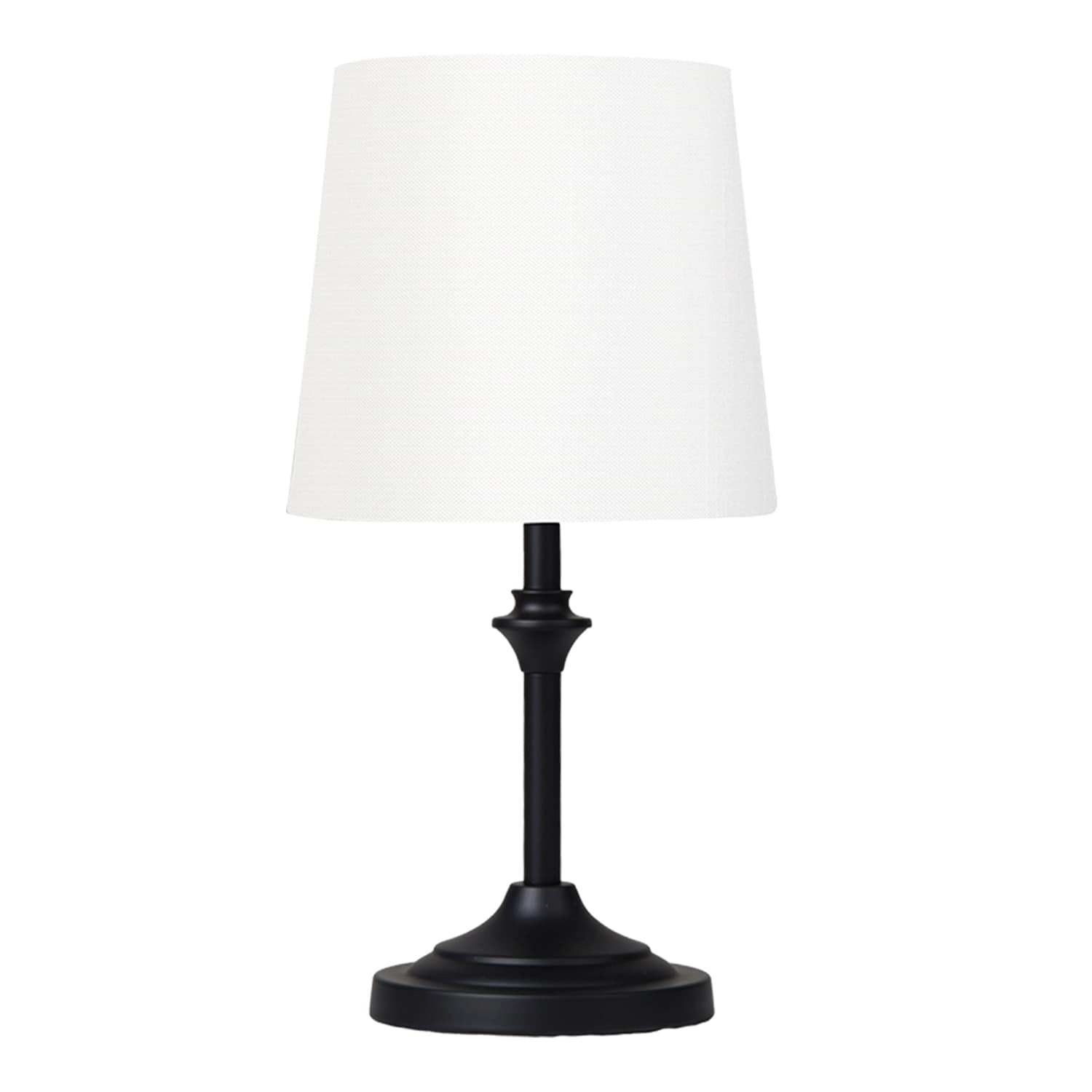 Black Metal Stick Mini Table Lamp with Shade, 13"