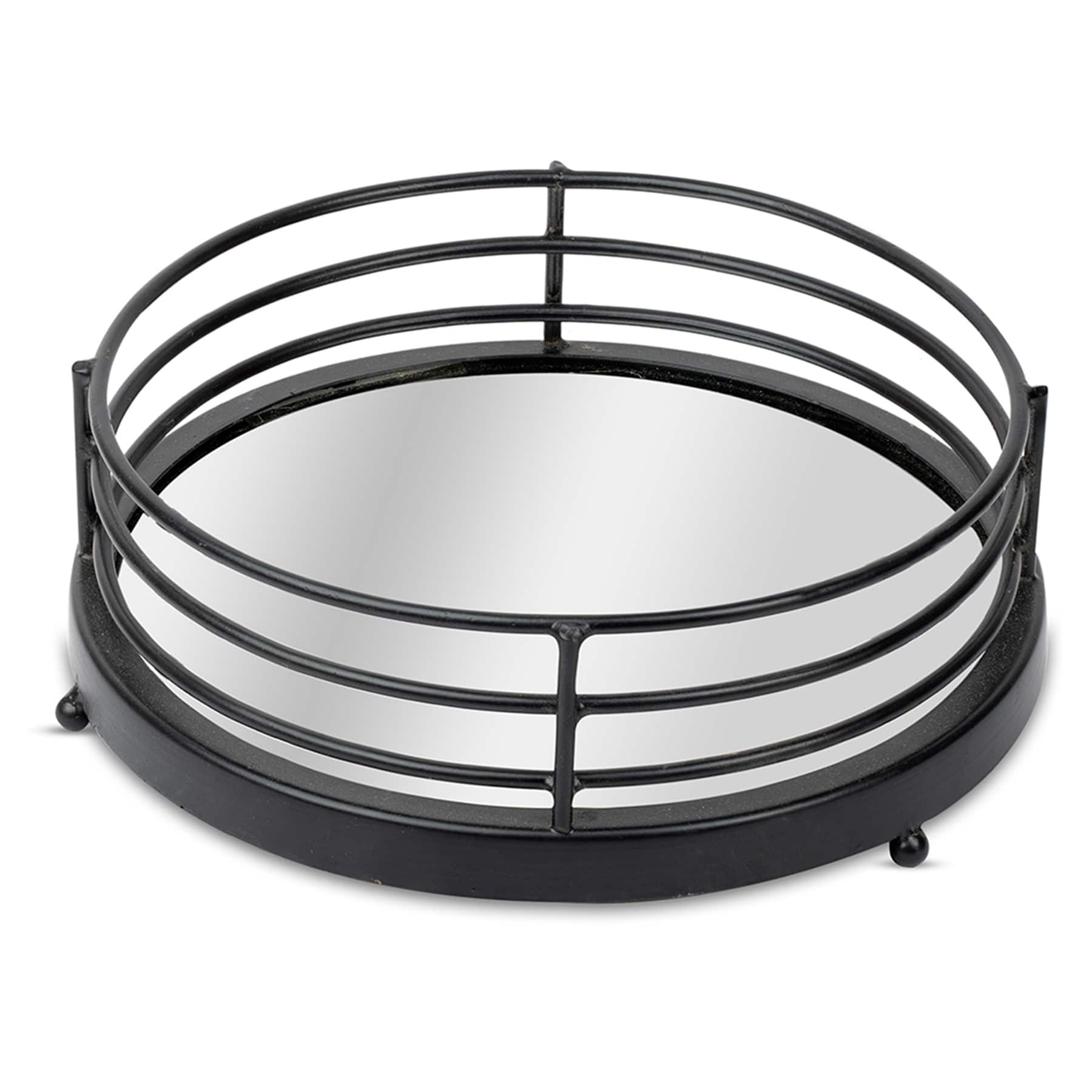 Black Metal Mirror Tray, 8"
