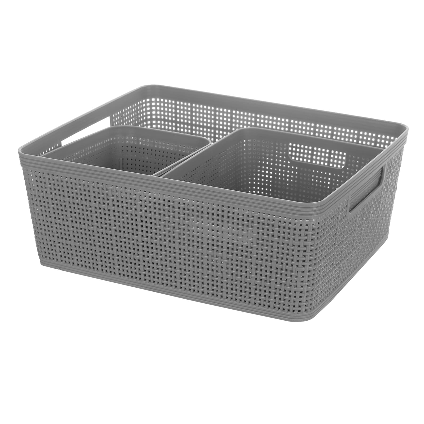 Set of 5 Grey Storage Basket 31.3l/4l/11.5l