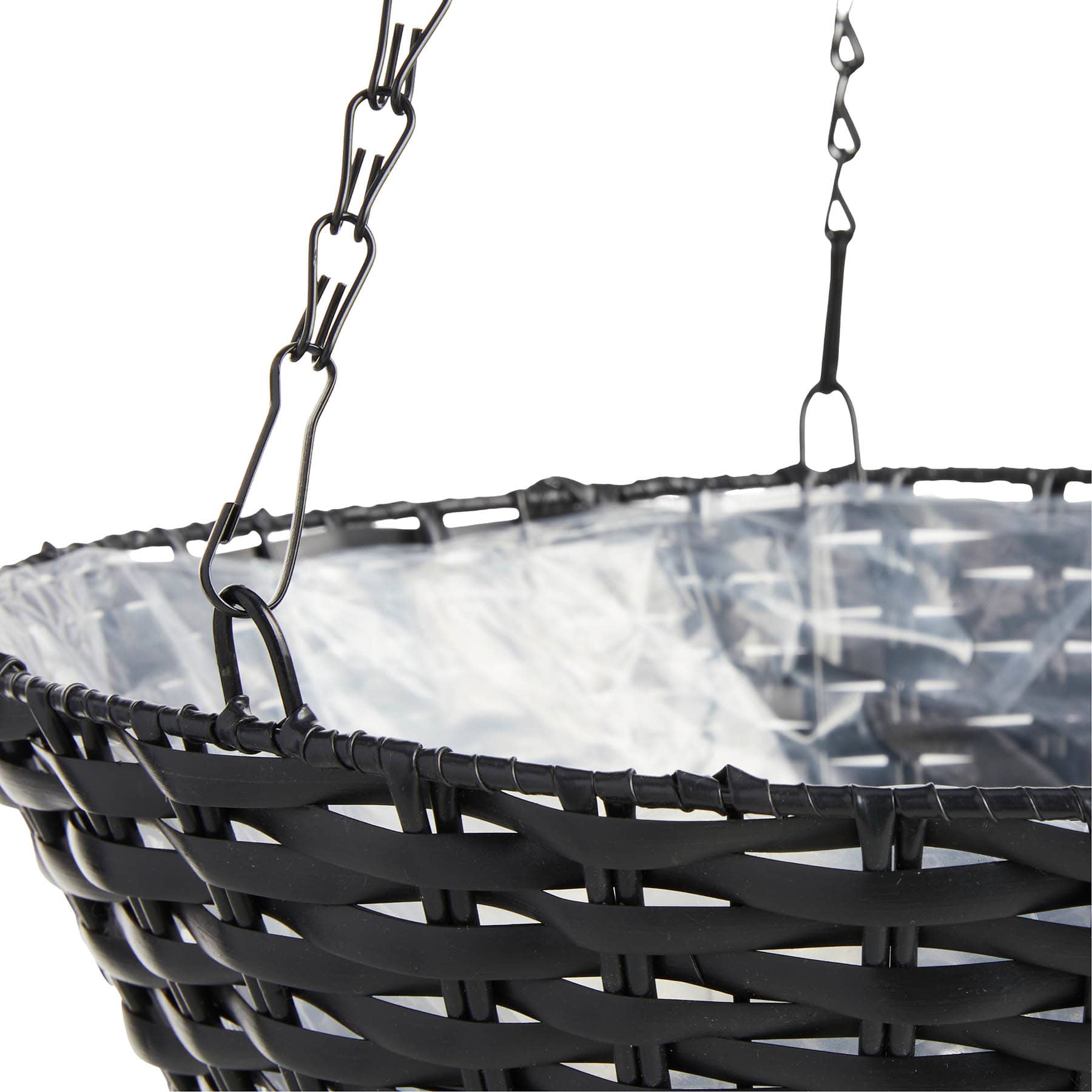 Black Faux Woven Hanging Basket, Large