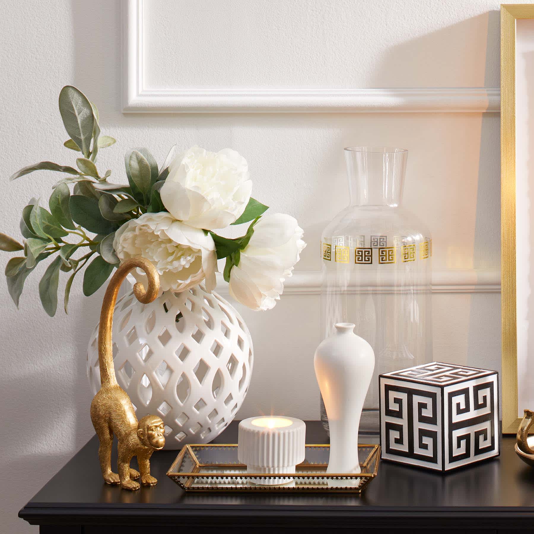 White Ceramic Vase, 6.5"