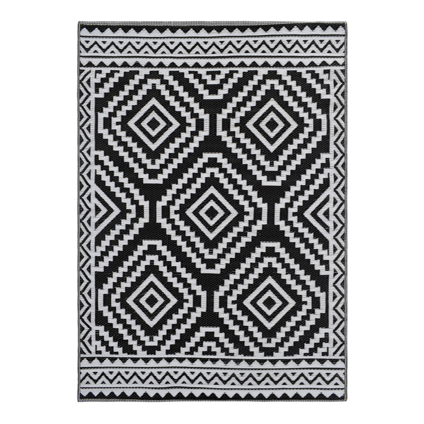 Black Diamond Design Plastic Outdoor Area Rug, 5x7