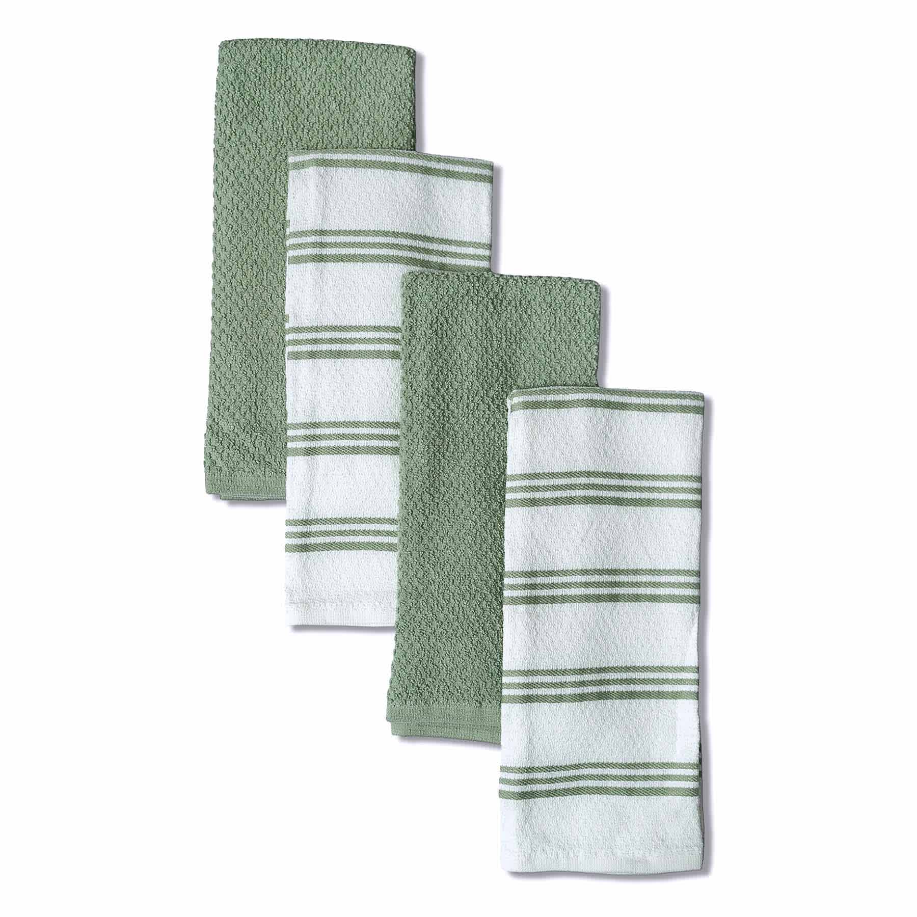 Set of 4 Green Rockridge Terry Cotton Kitchen Towels
