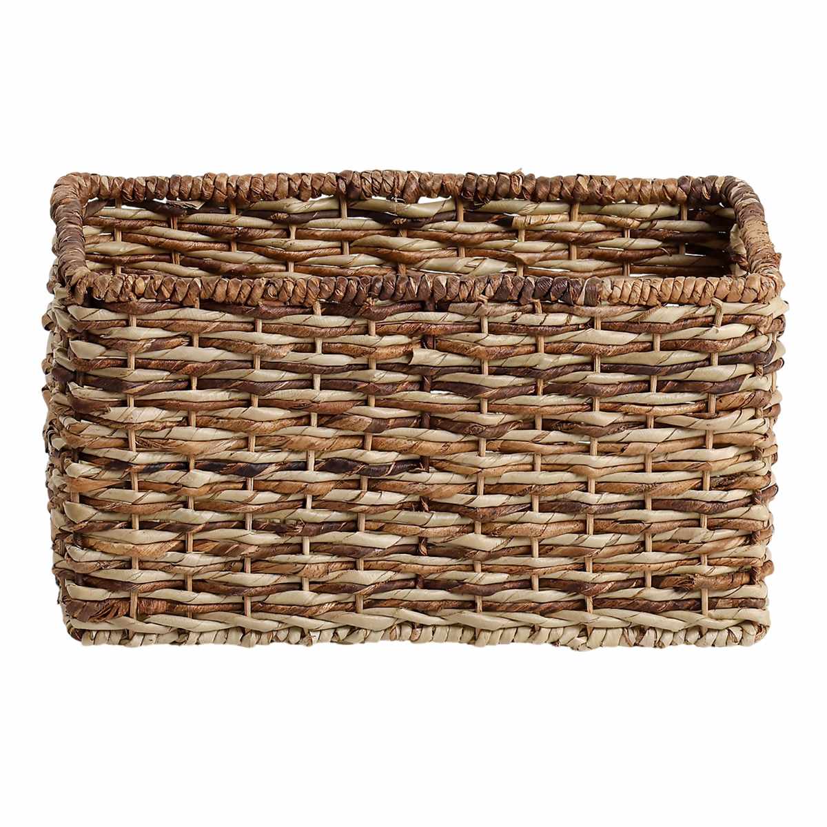 Bacburi Woven Abaca Rectangle Shelf Storage Tote, Large