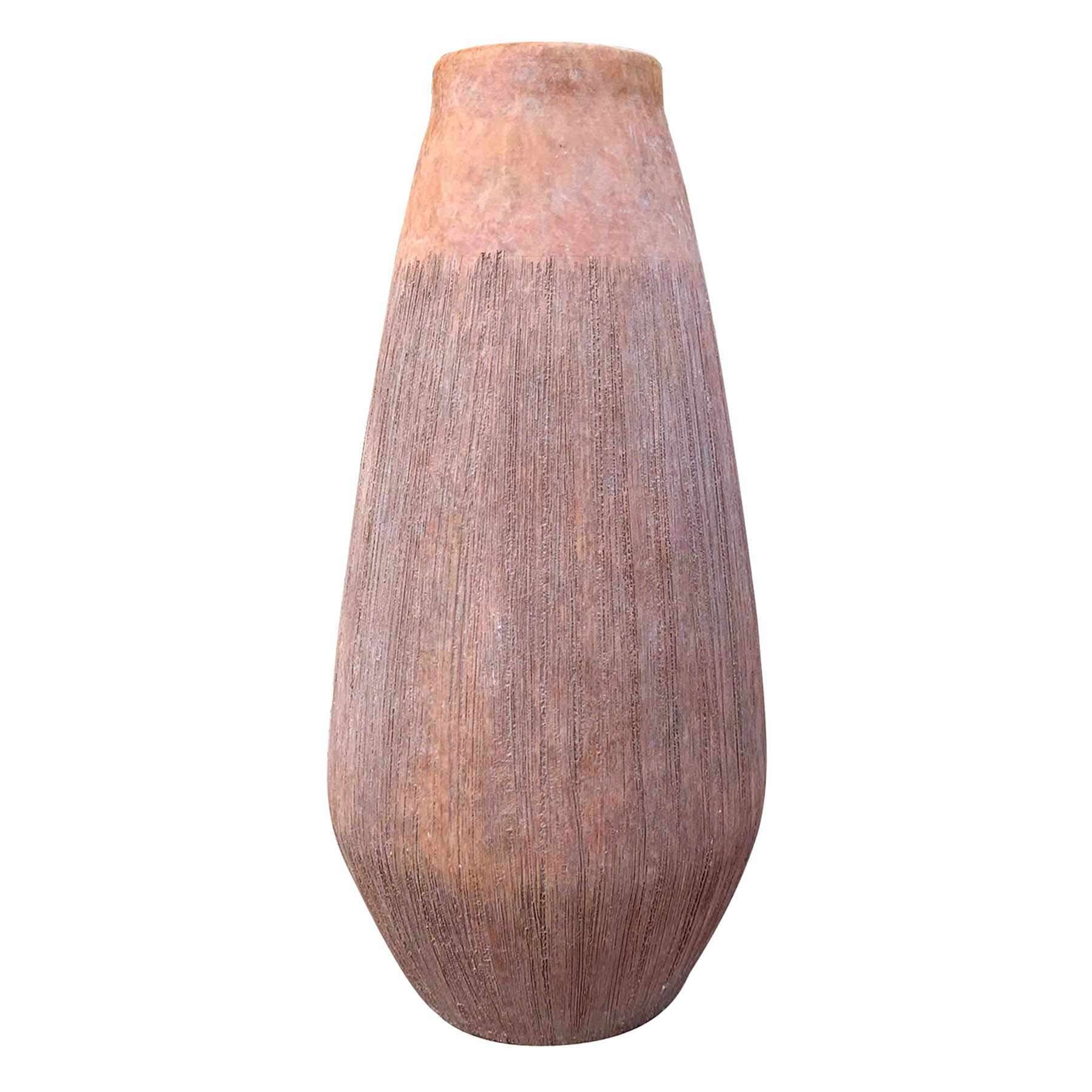 Neutral Scratched Lines Ceramic Vase, 12"