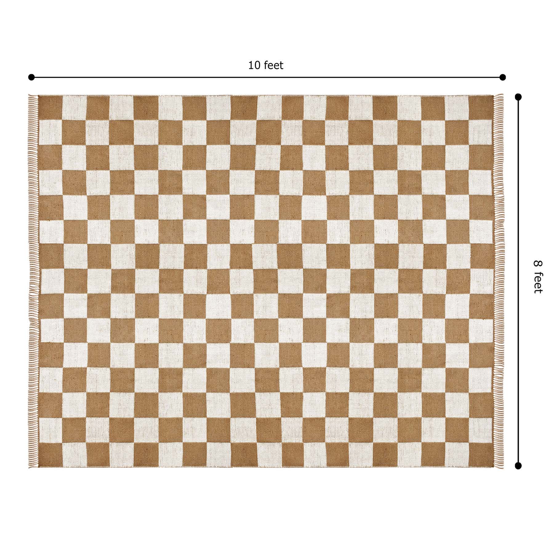 (B871) Honeybloom Brown & Natural Checkered Jute Area Rug, 8x10