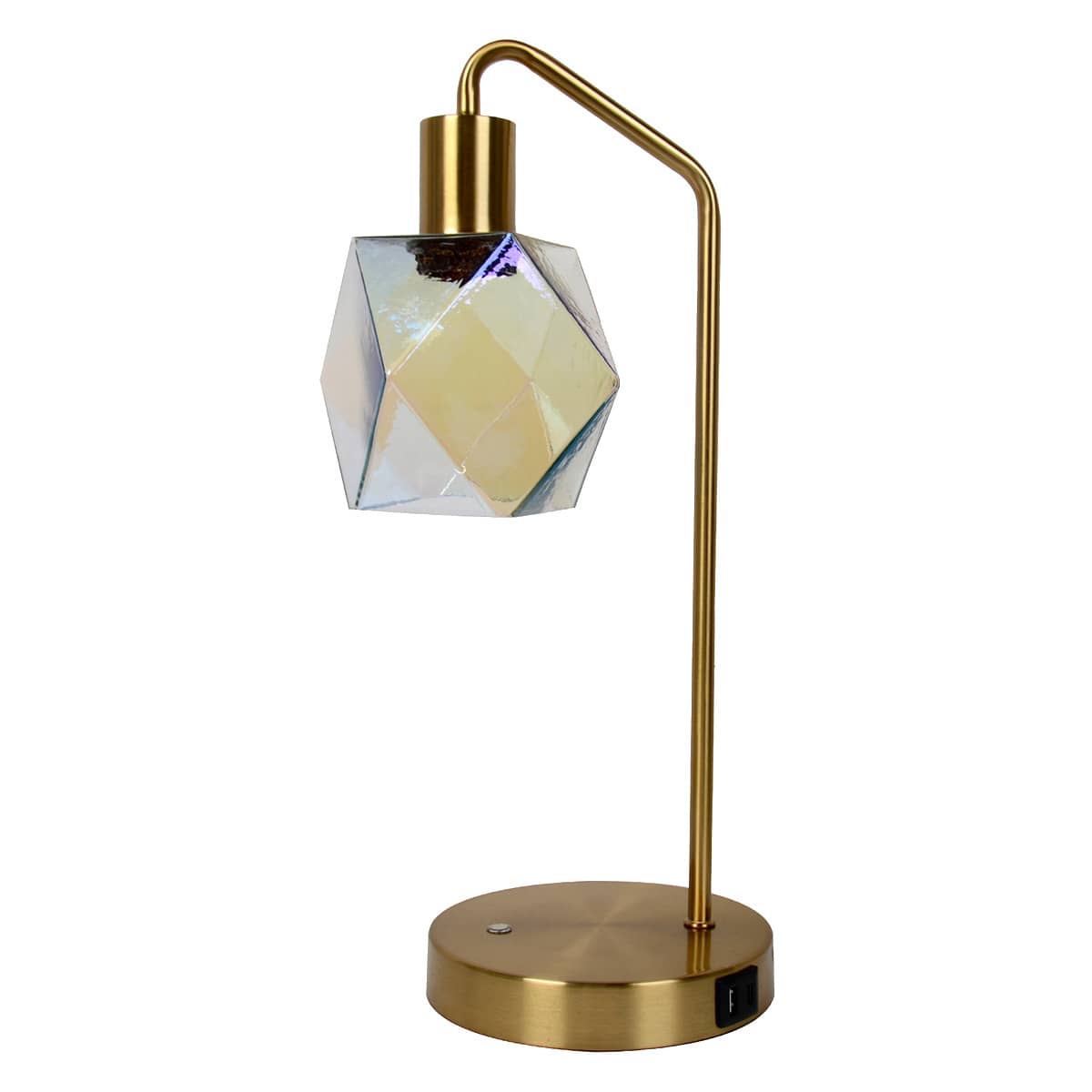 Metal Task Lamp with USB and Iredescent Geo Shade, 19"