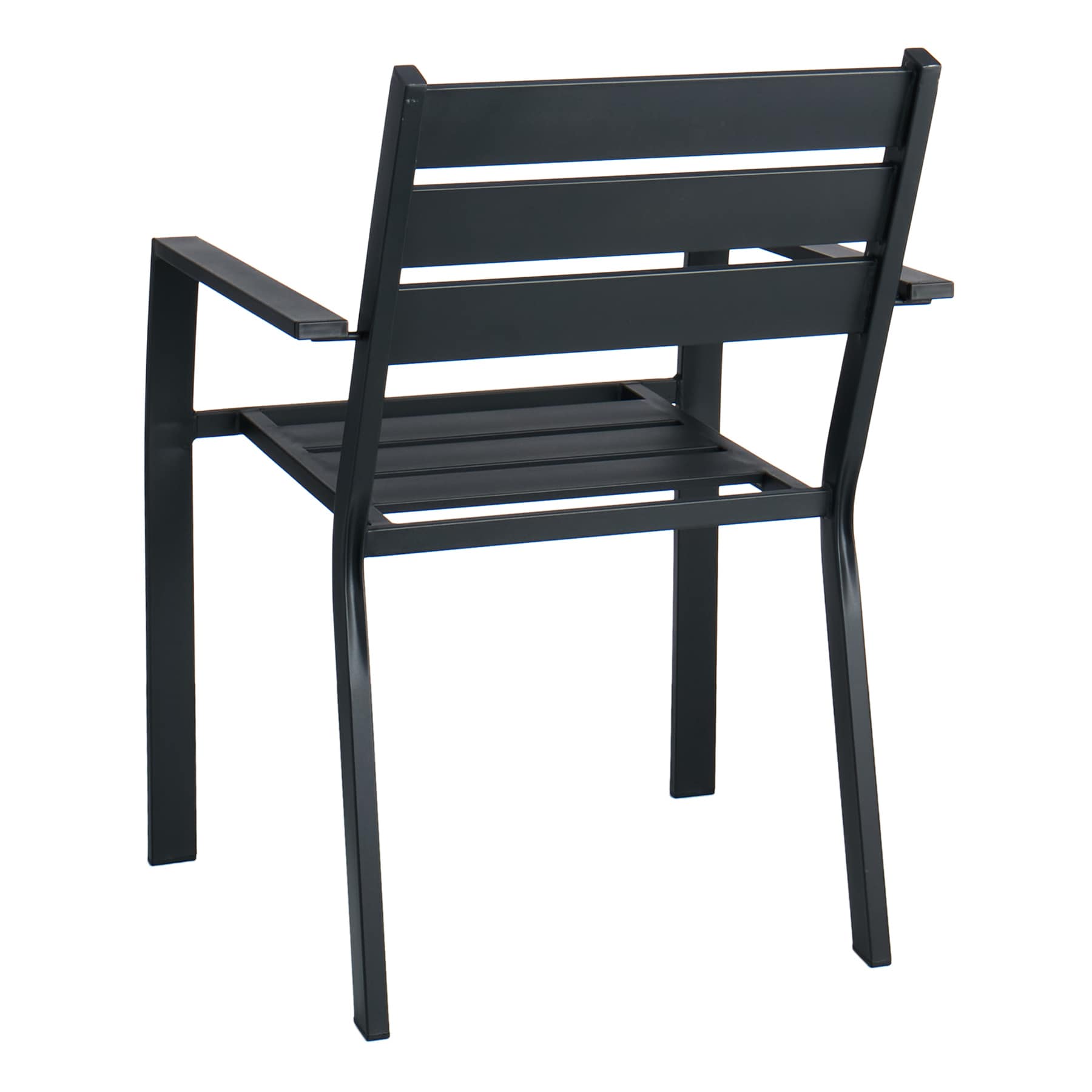 Grammercy Stackable Steel Slat Patio Dining Chair, Black
