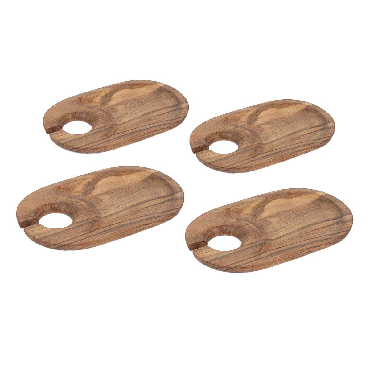 Set of 4 Mini Wooden Appetizer Plates, 8x5