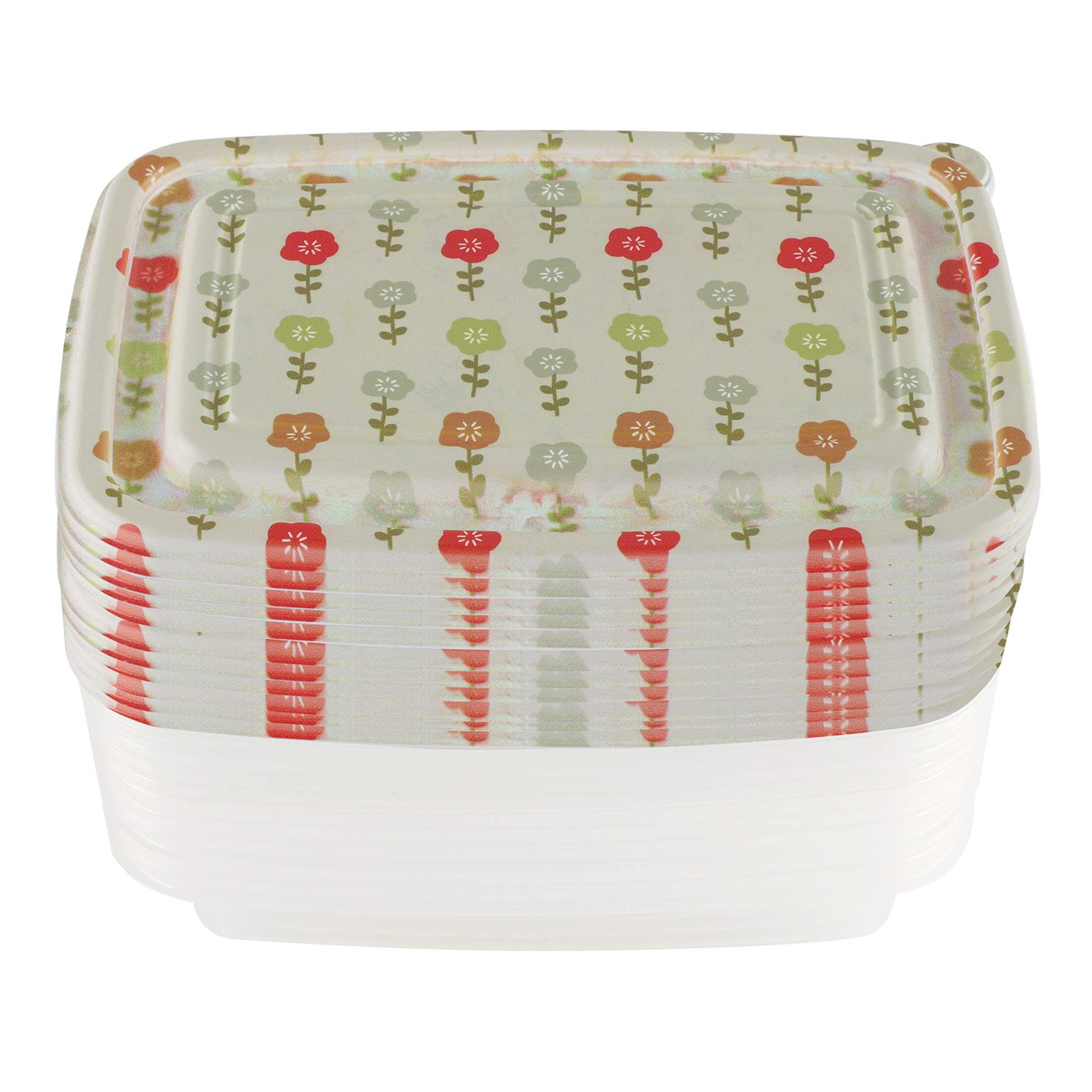 20PC MUTED FLORAL RECTANGLE FOOD STORAGE SET