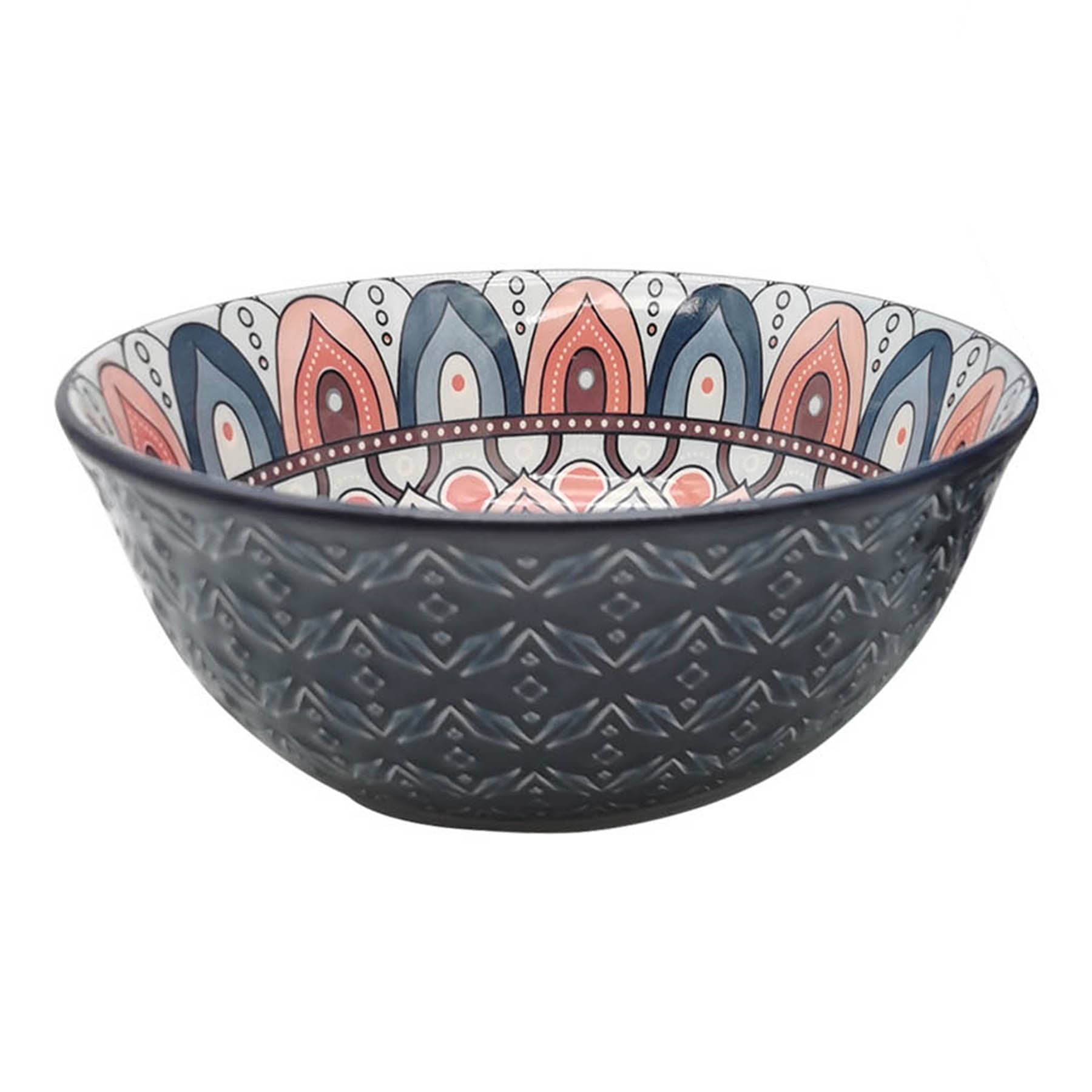 Found & Fable Navy & Coral Kaleidoscope Cereal Bowl, 8"