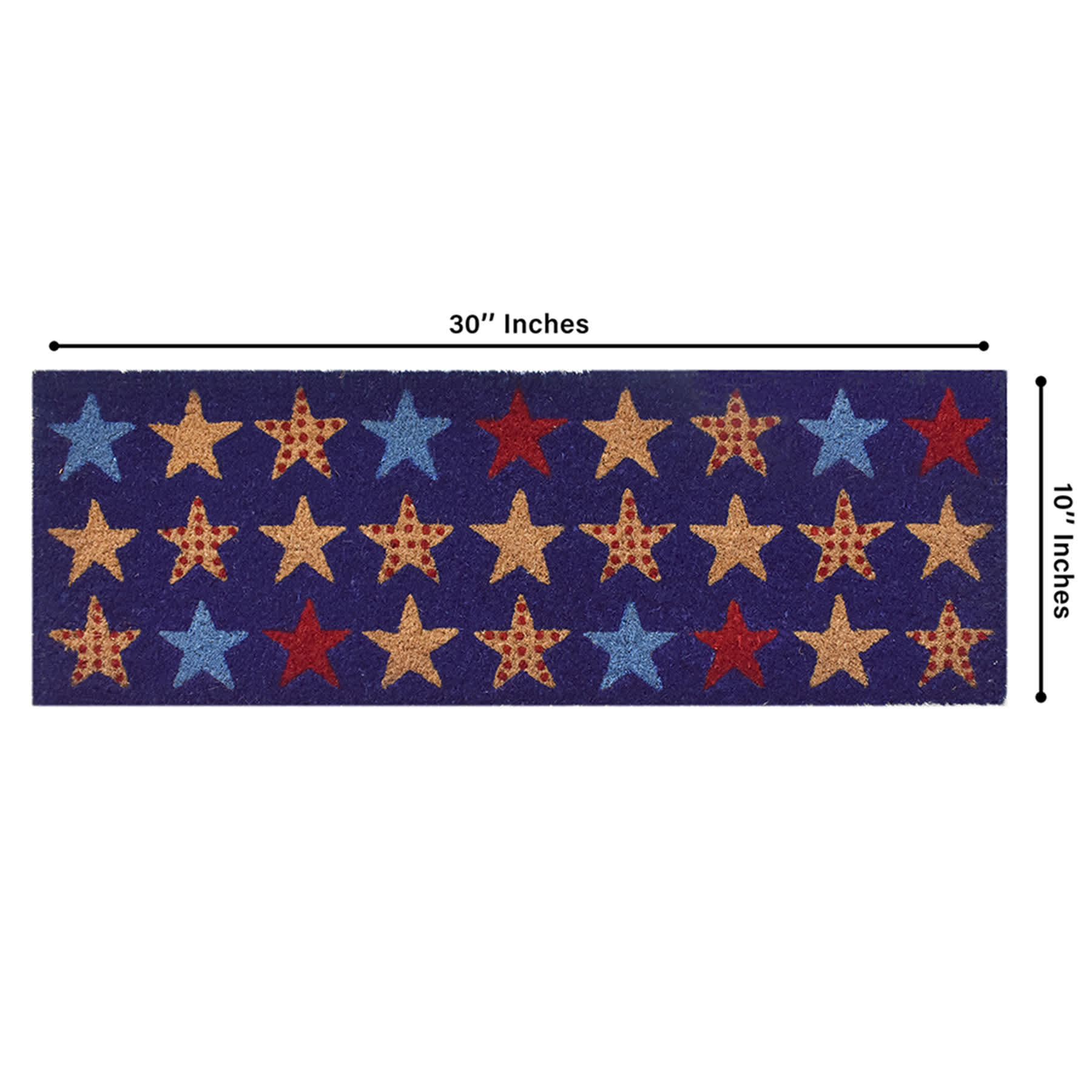 Patriotic Blue Americana Stars Coir Mat, 10x30
