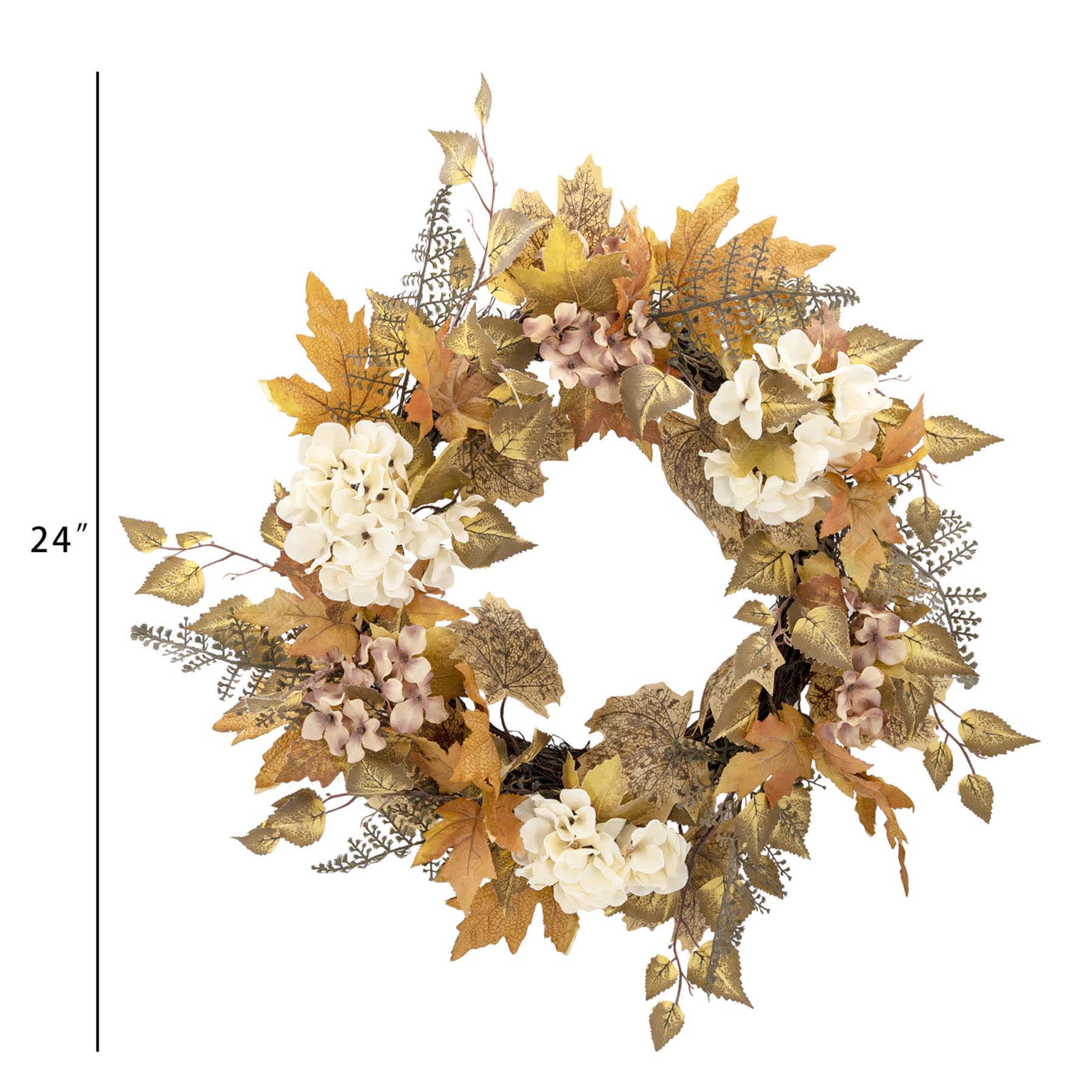 Mixed Leaves Hydrangea Wreath, 24"
