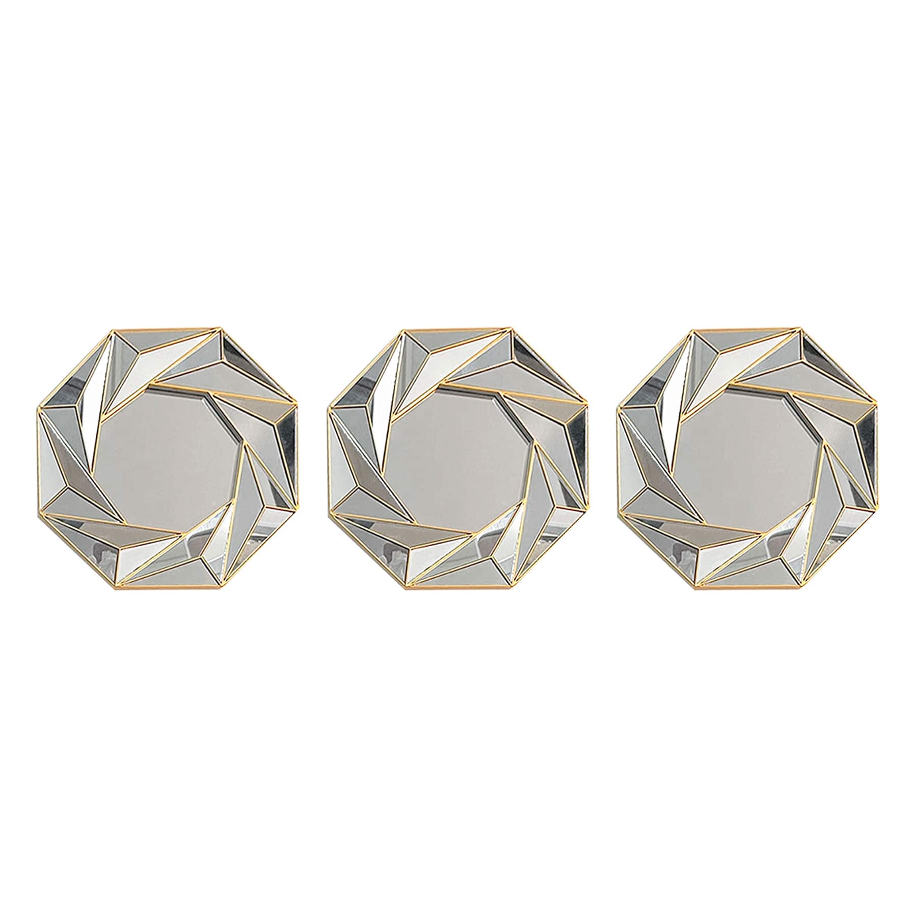 3-Piece Geo Swirl Wall Mirror Set, 10"