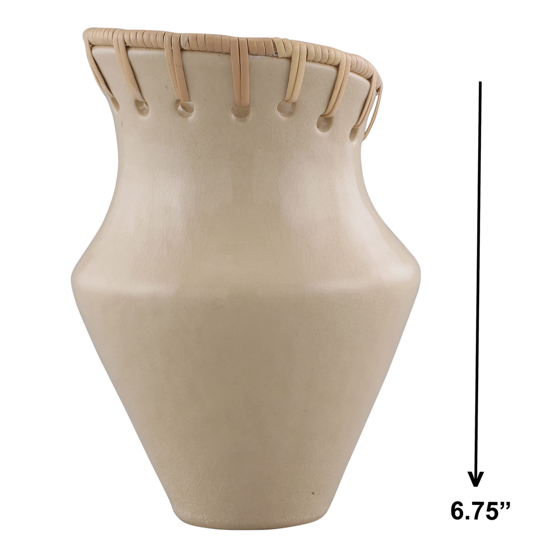 Rattan Ceramic Vase, 6.5"