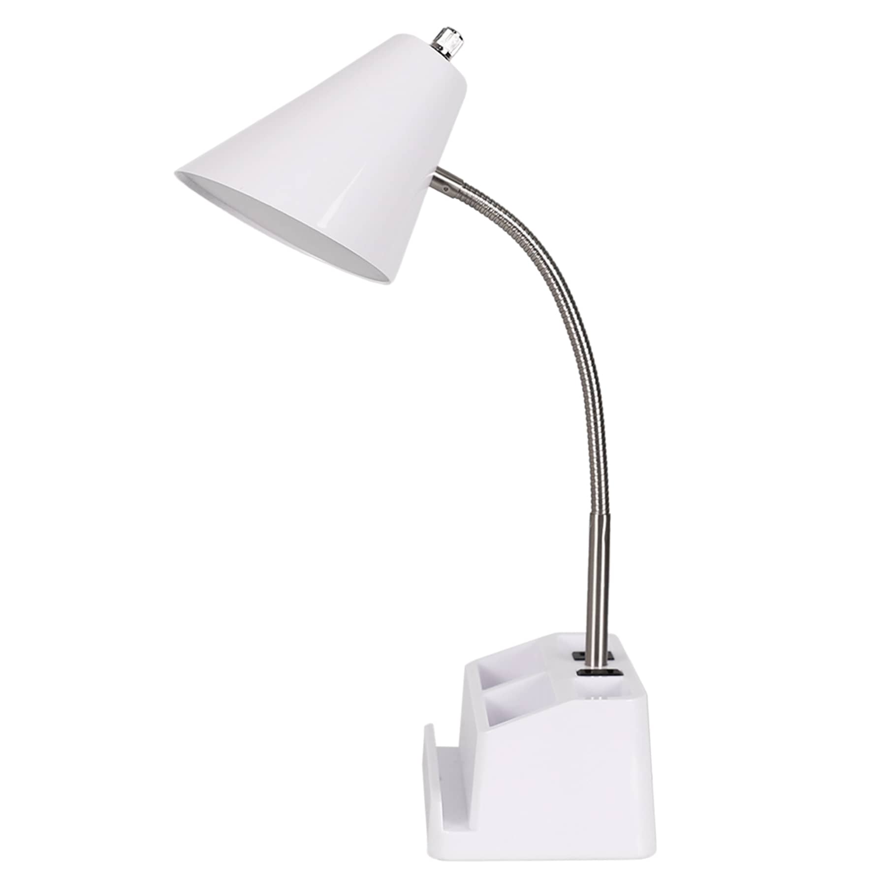White Task Organizer Lamp, 16"