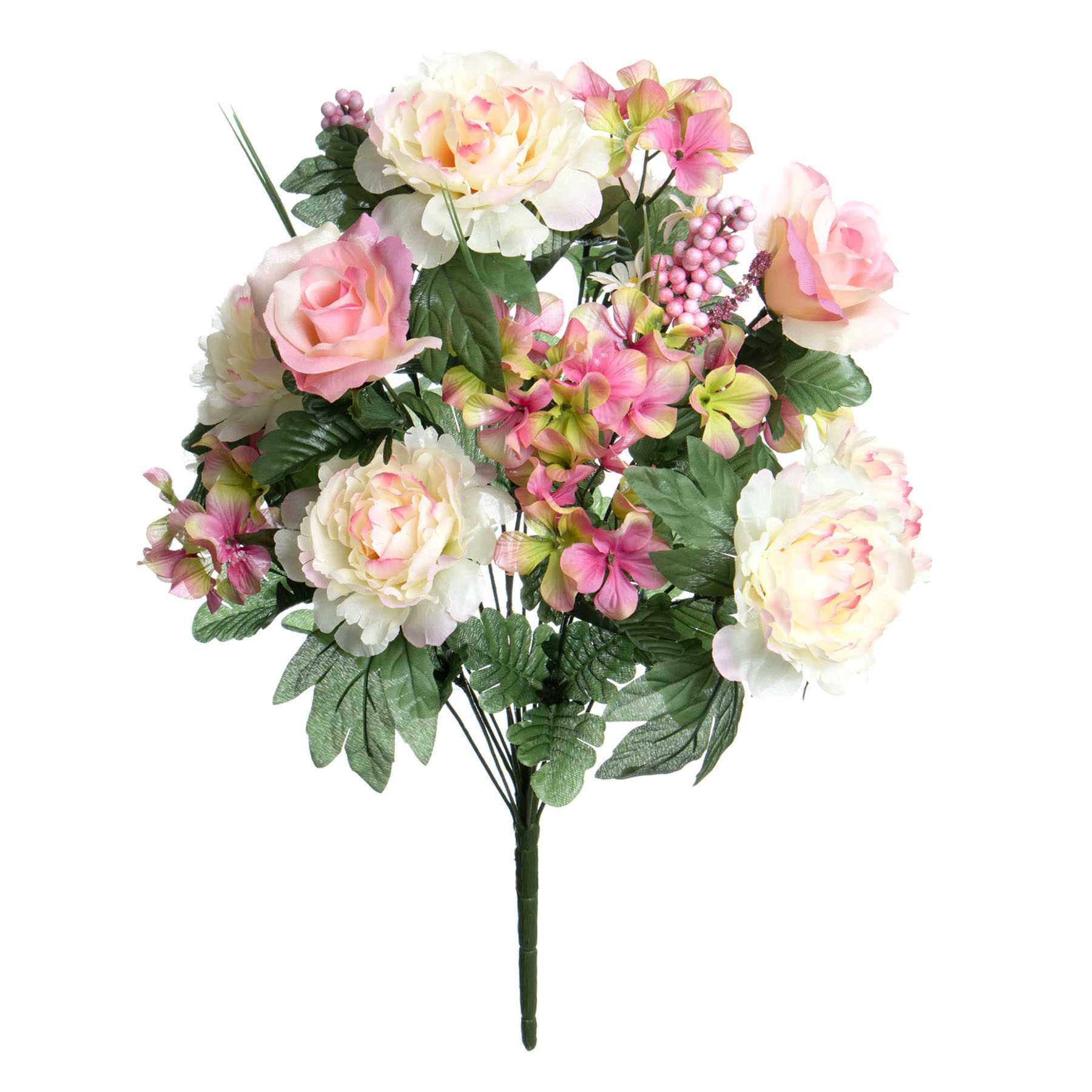 Pink Peony, Rose & Hydrangea Floral Bush, 22.5"