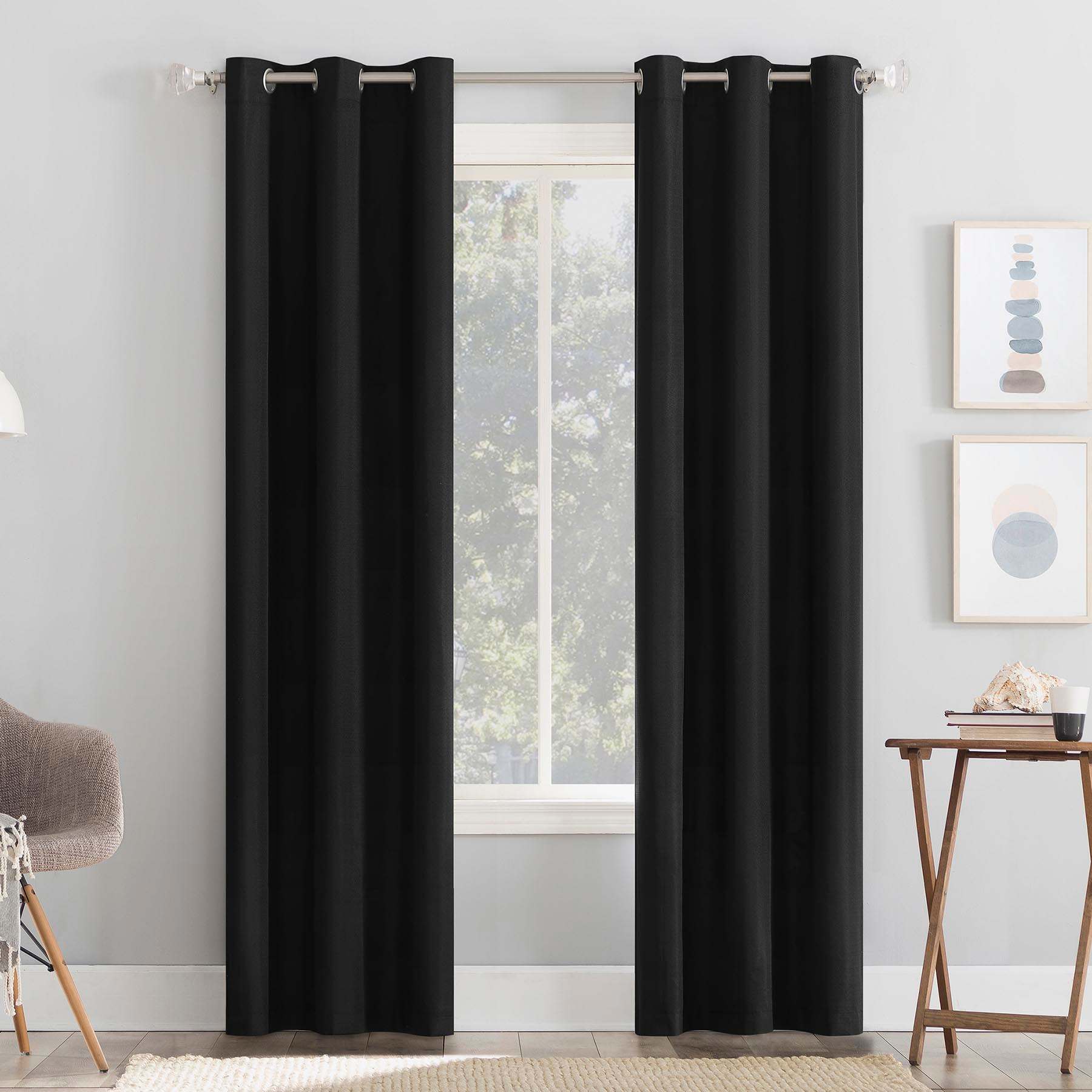 Tremont Black Room Darkening Grommet Curtain Panel, 63"