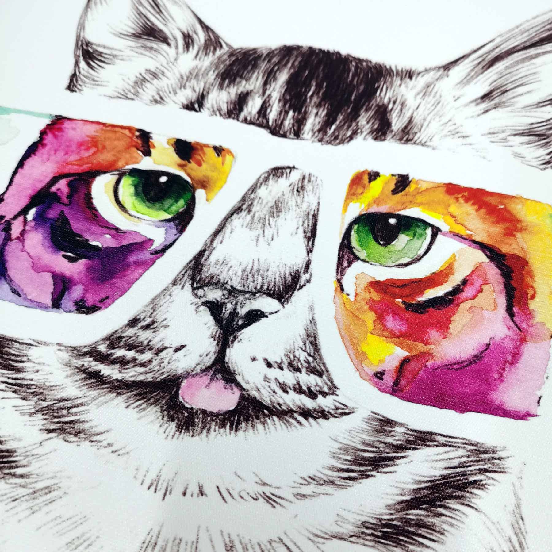 Cat in Cosmic Glasses Canvas Wall Art, 12x16