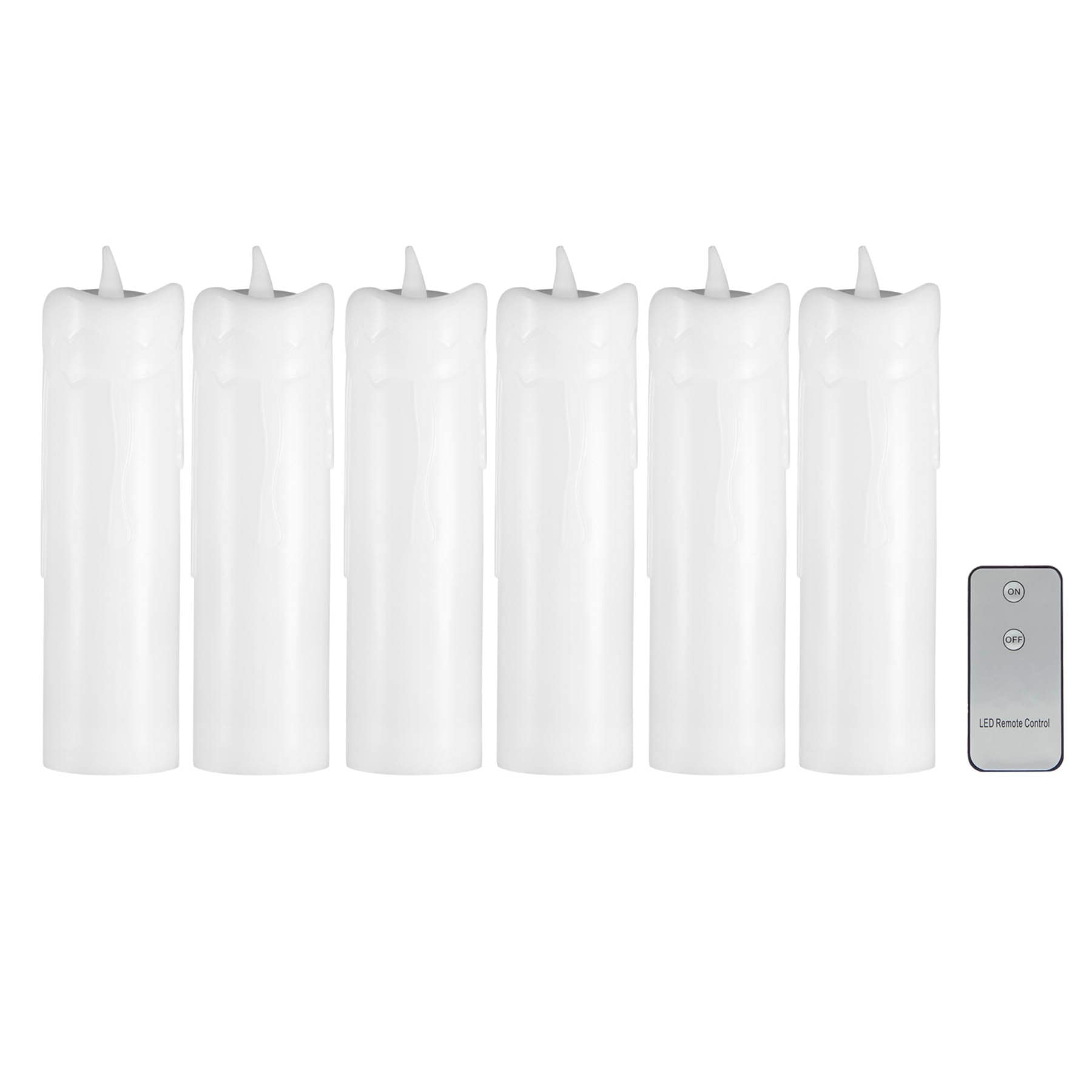 6-Pack White Floating LED Pillar Candles with Remote, 2x7.5