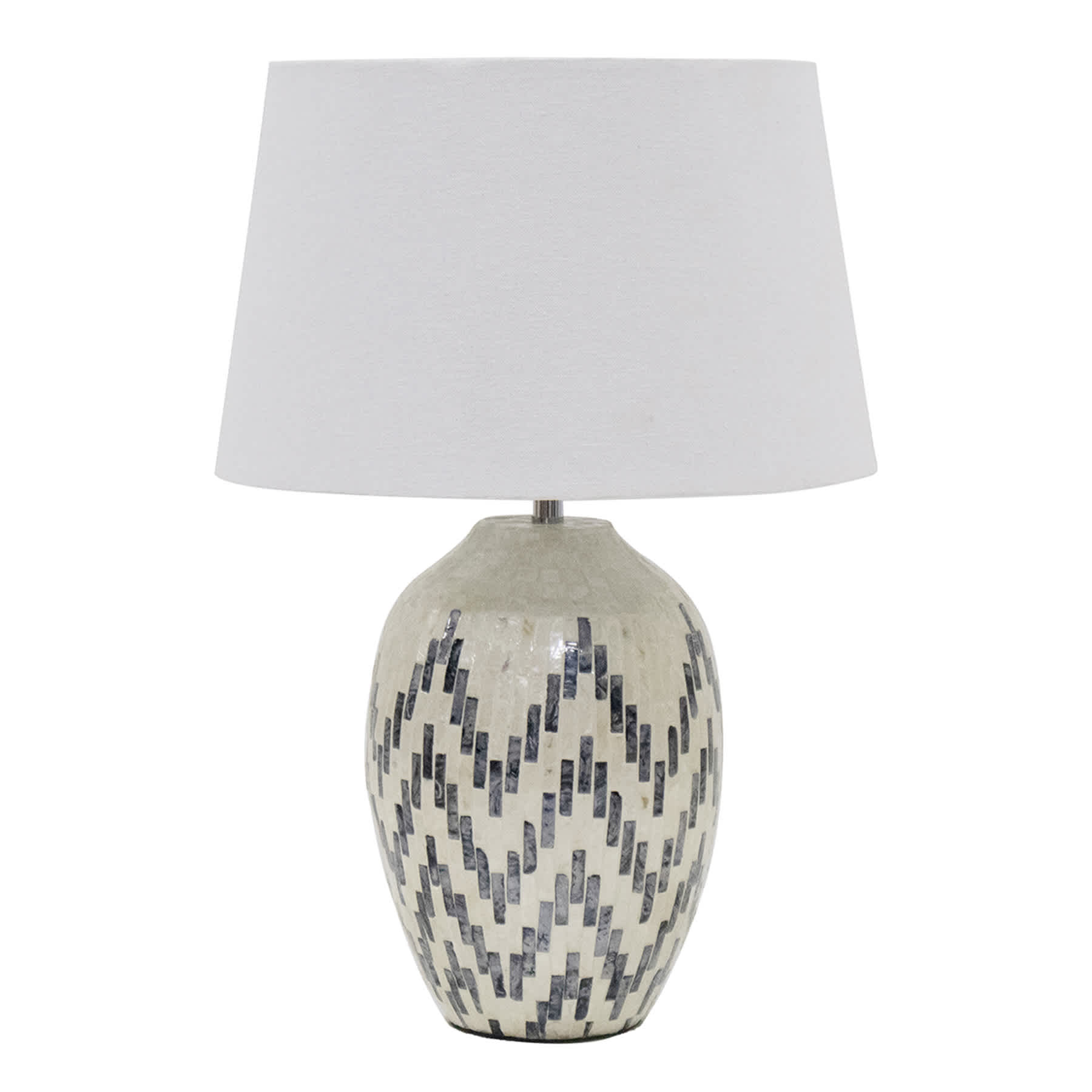 Found & Fable White & Blue Tile Chevron Large Table Lamp with Shade, 28"