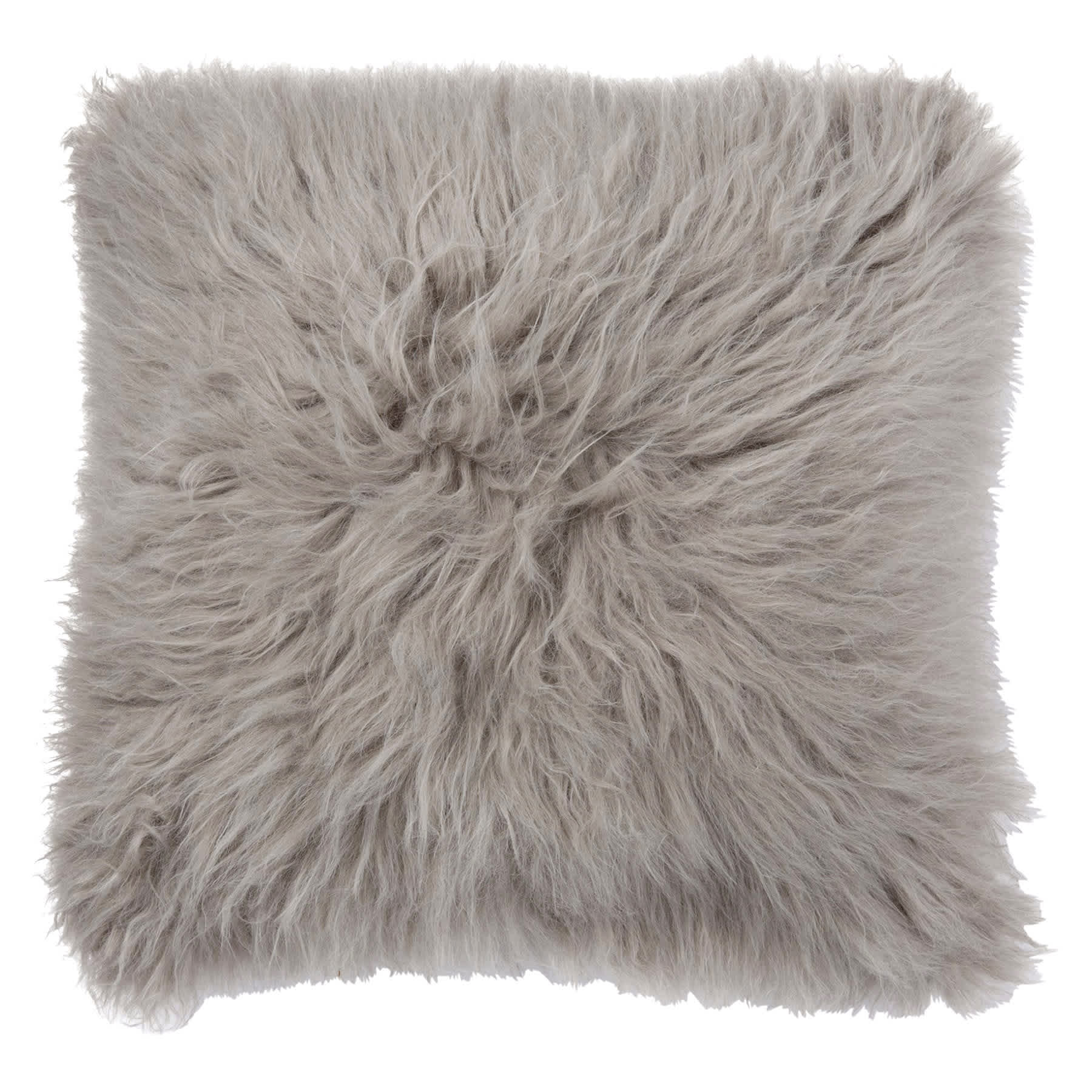 Grey Angora Faux Fur Throw Pillow, 24"