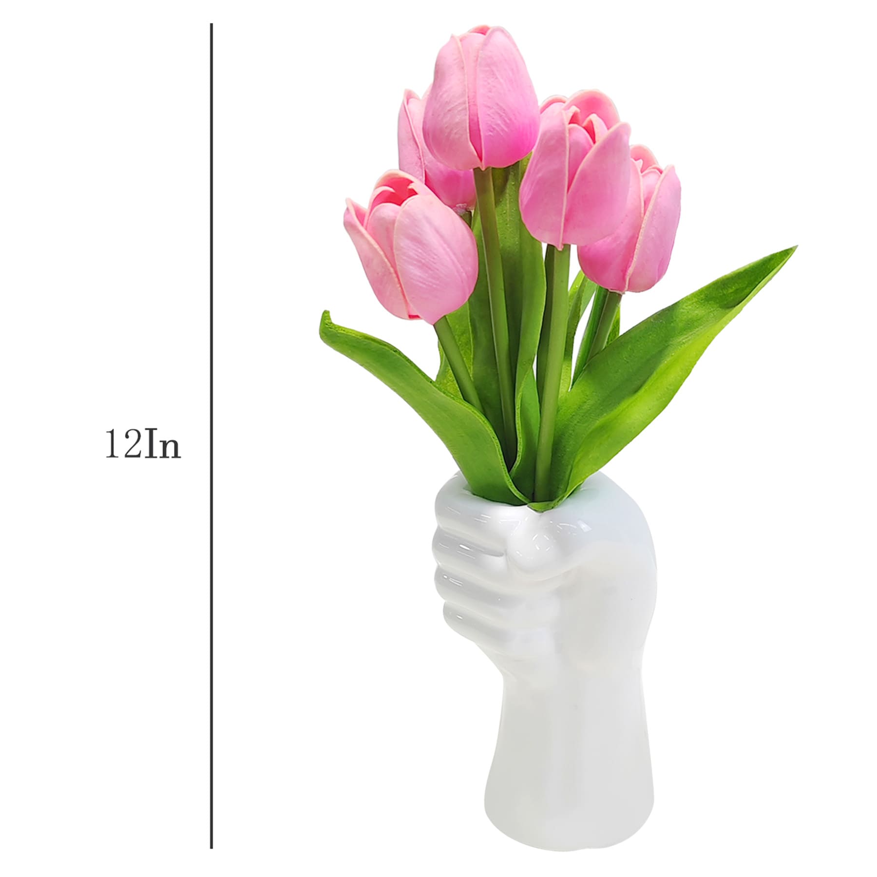 Pink Real-Feel Tulip Arrangement, 12"