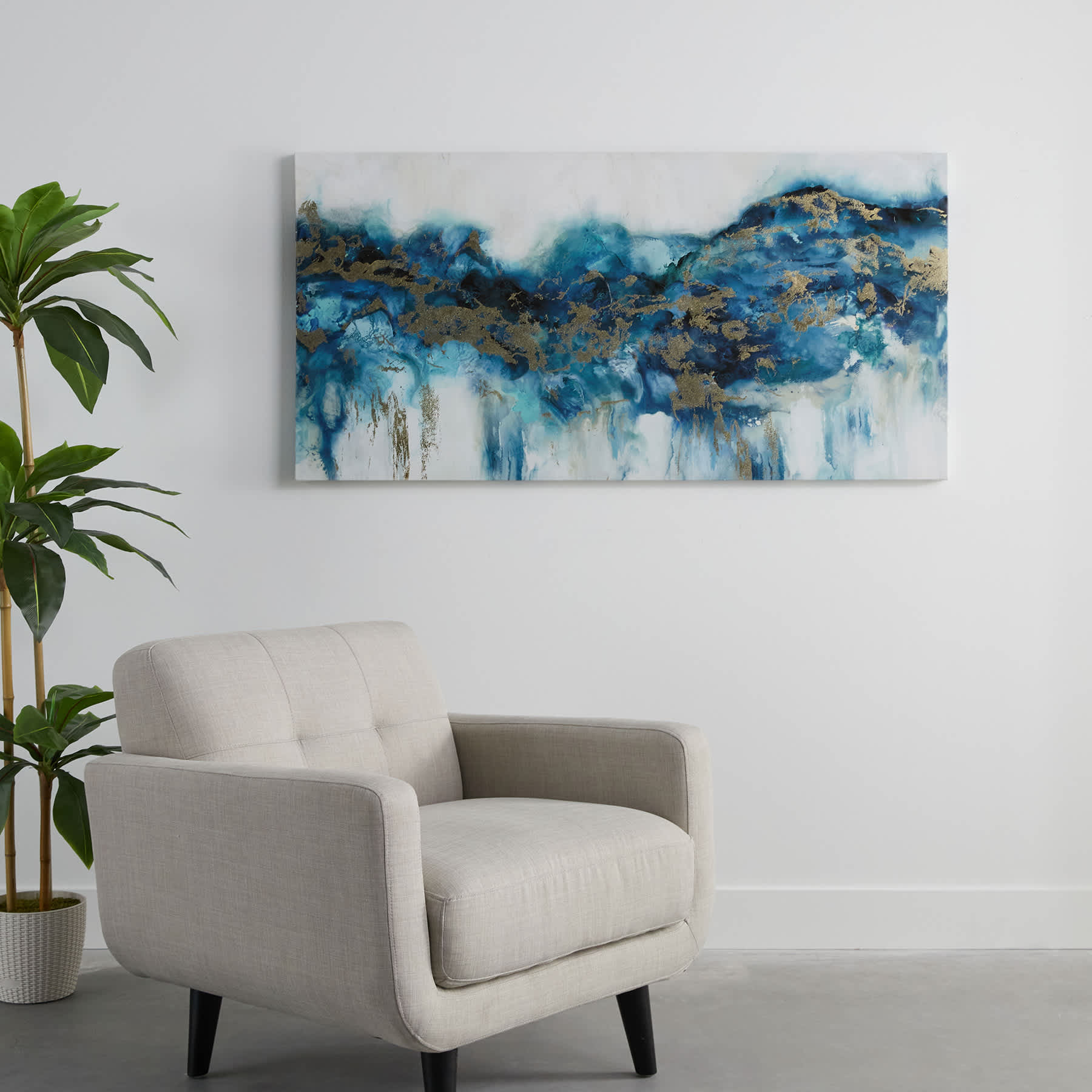 Teal & Gold Canvas Wall Art, 60x30