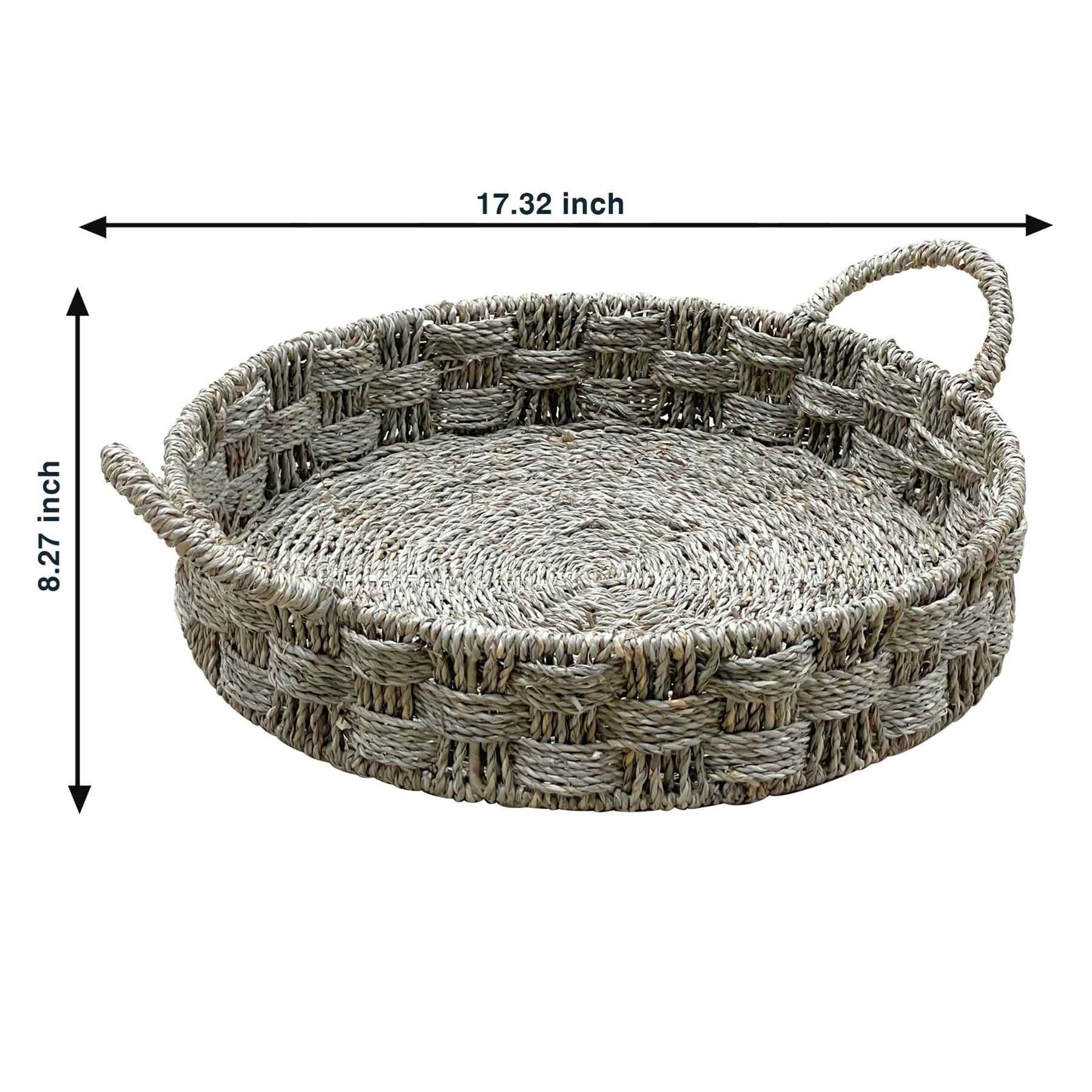 Brown Seagrass Round Tray