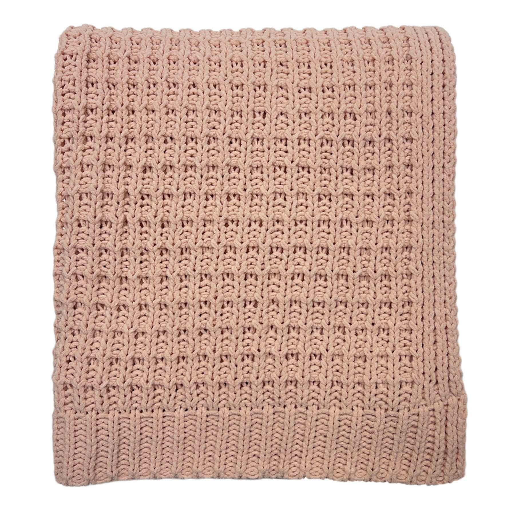 Pink Chenille Knit Throw Blanket, 50x60