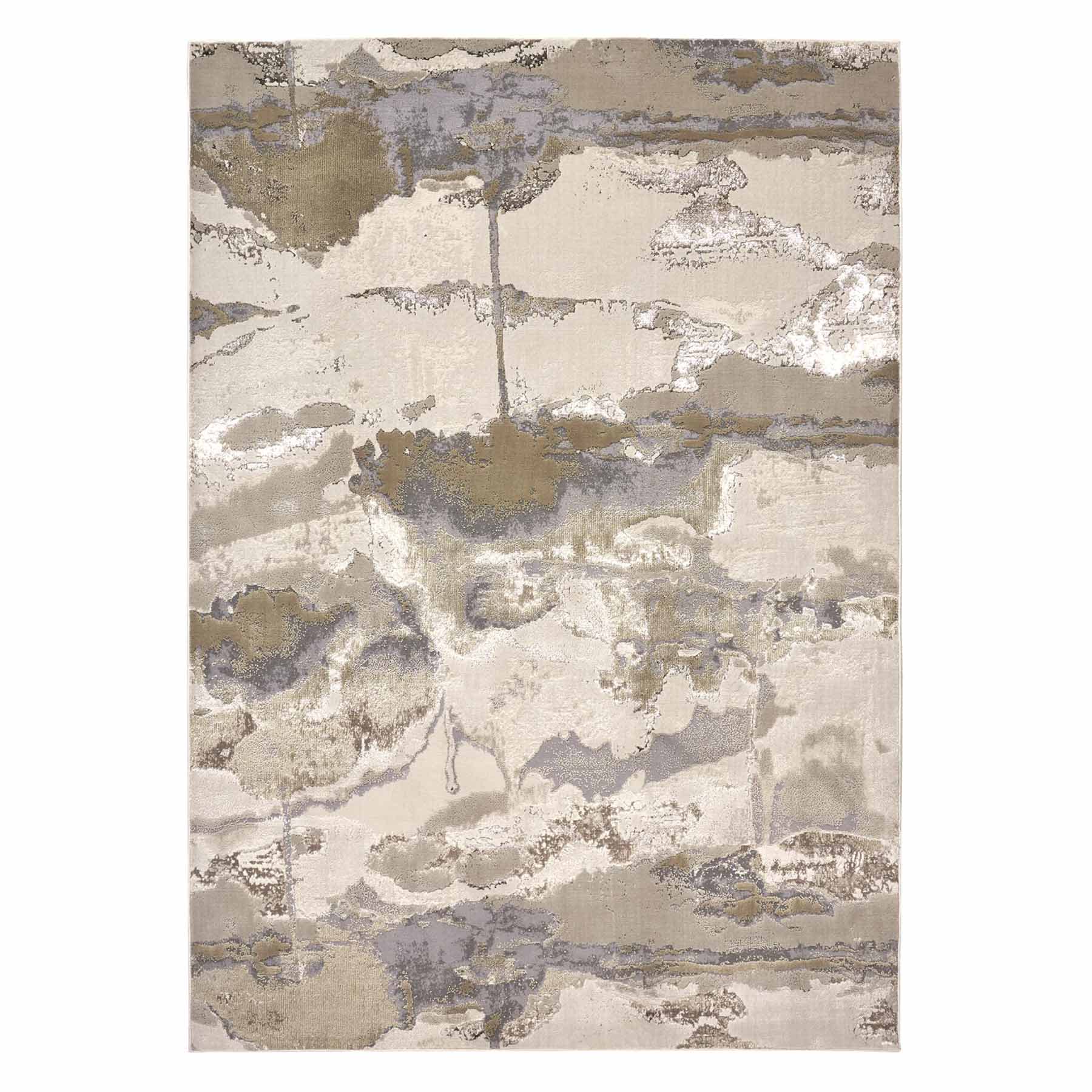 (B889) Crosby St. Aurora Neutral Abstract Area Rug, 5x7