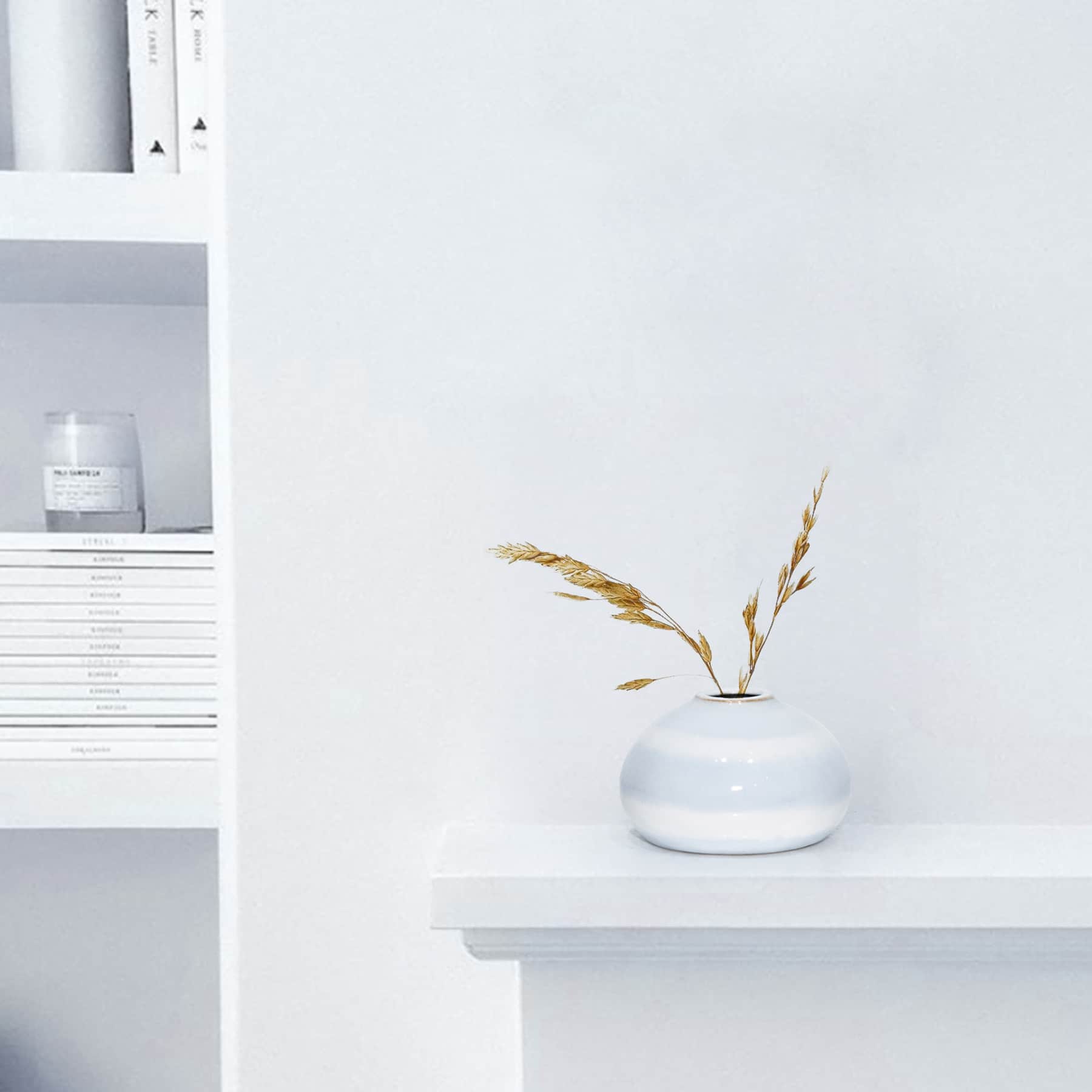 White & Light Blue Ceramic Vase, 3.5"
