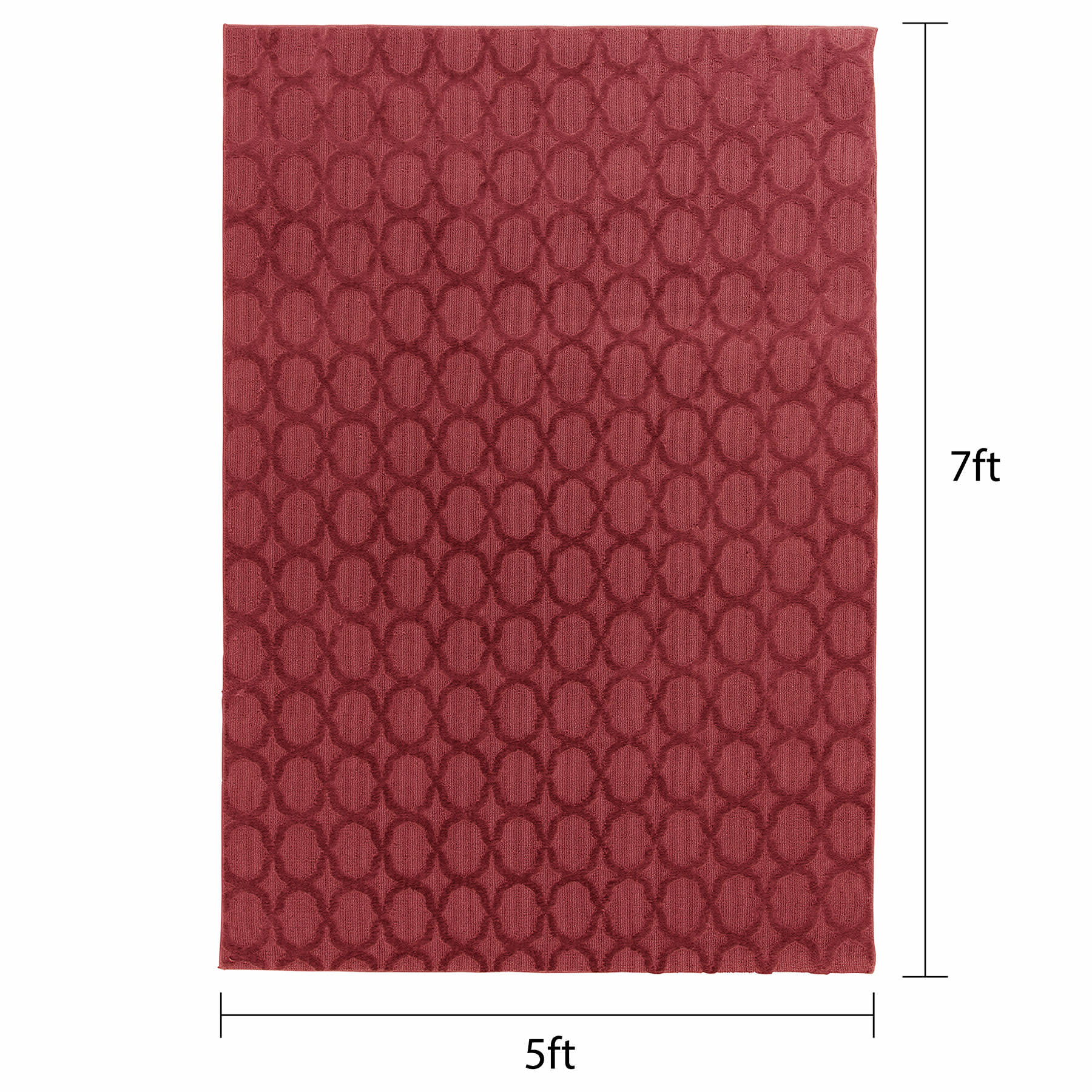 (D602) Verona Ruby Red Contour Area Rug, 5x7
