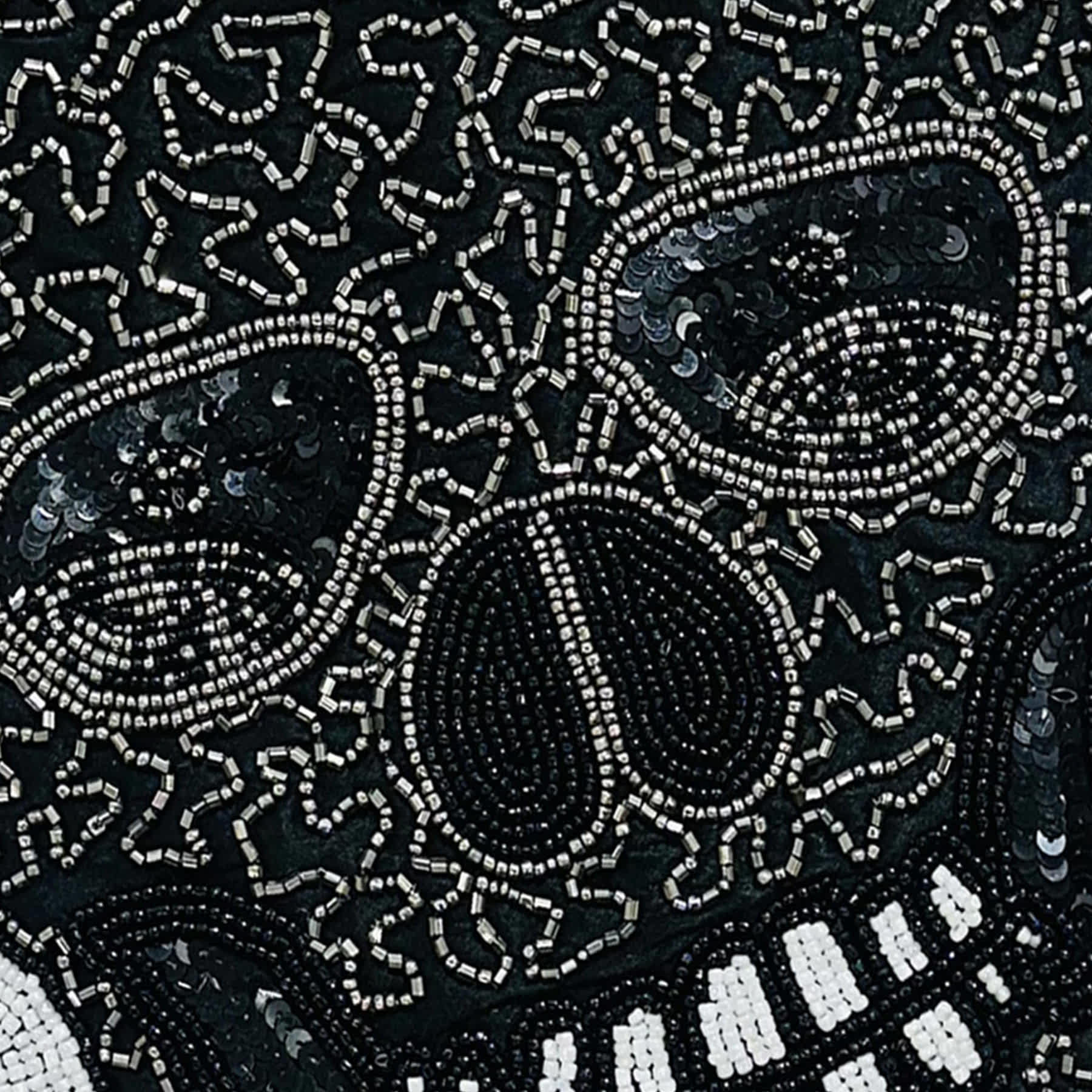Midnight Shadows Semi-Beaded Skull Placemat, 15x14