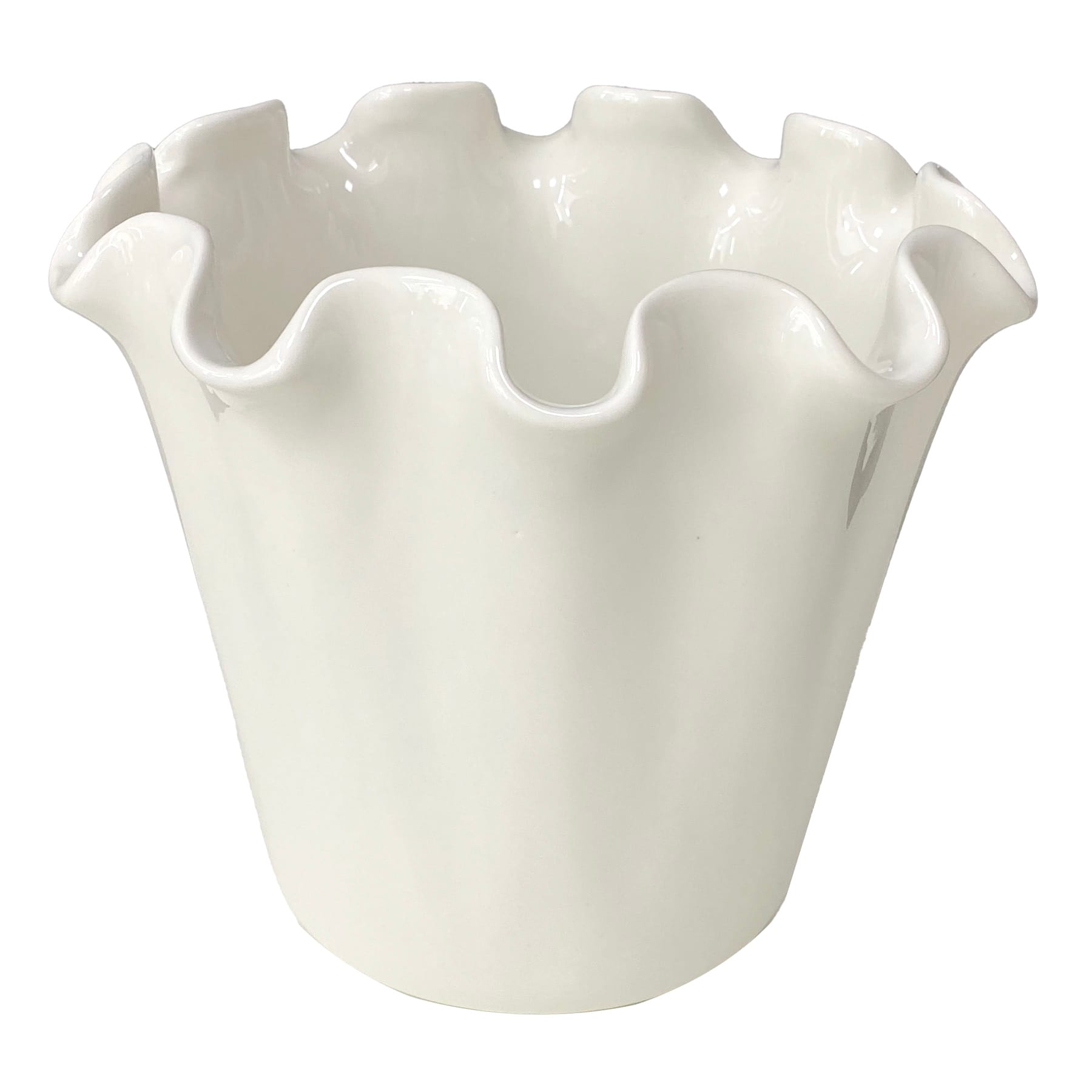 Willow Crossley White Pie Crust Edge Ceramic Vase, 8.5"