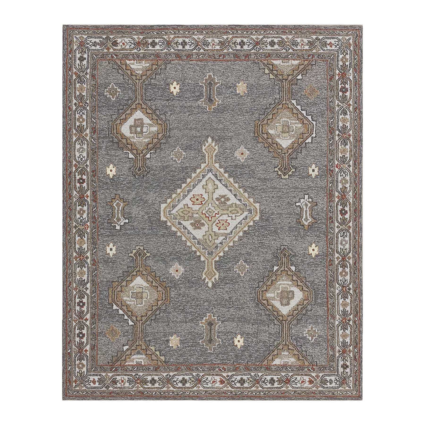 (A501) Jolene Grey Hooked Area Rug, 8x10