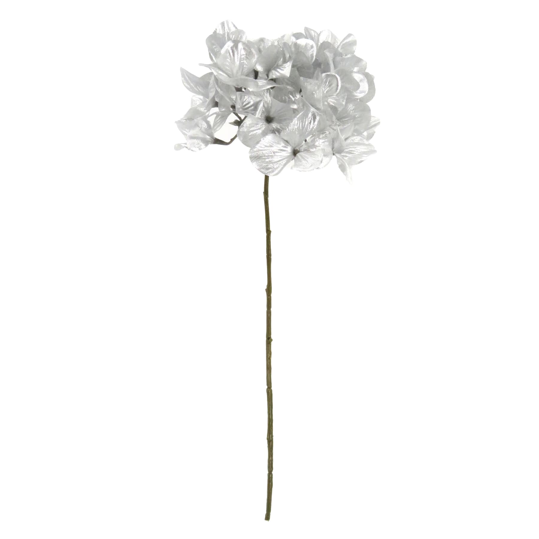 Metallic Silver Hydrangea Floral Stem, 21"
