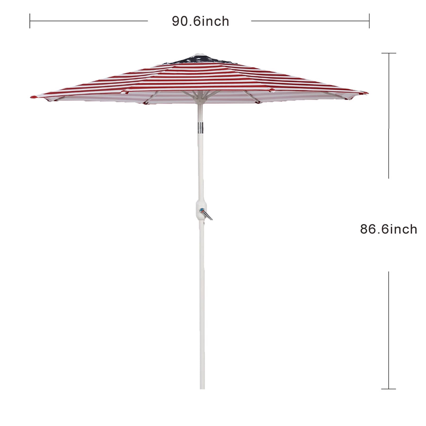 Stars & Stripes Flag Crank & Tilt Round Patio Umbrella, 7.5'