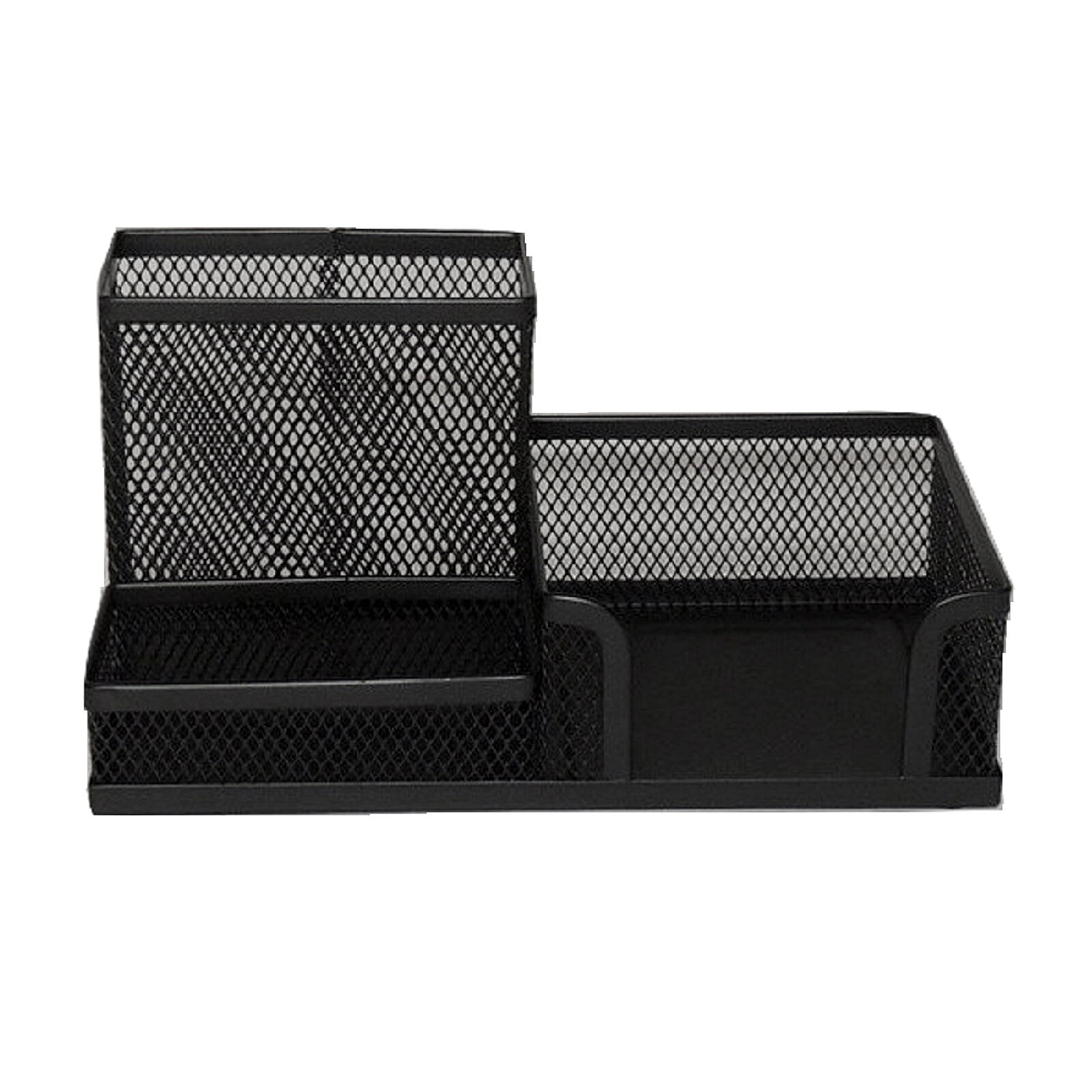 3-Section Black Metal Mesh Organizer