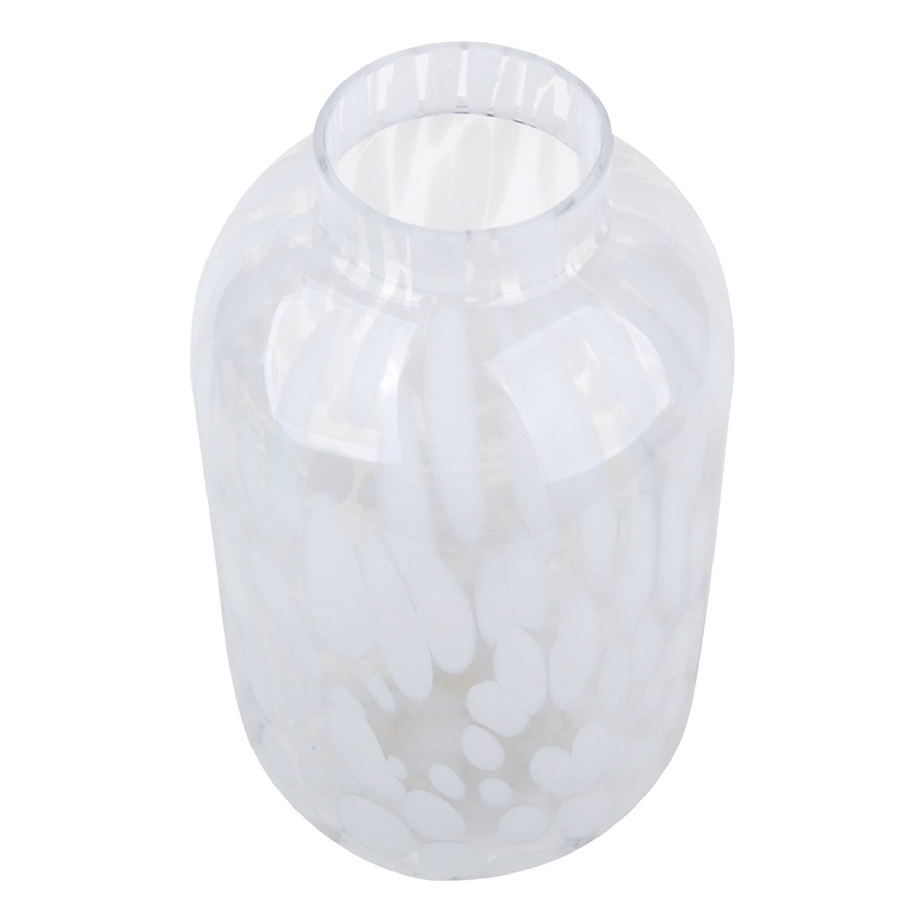 Glass Vase with White Solid Dots, 9.7"
