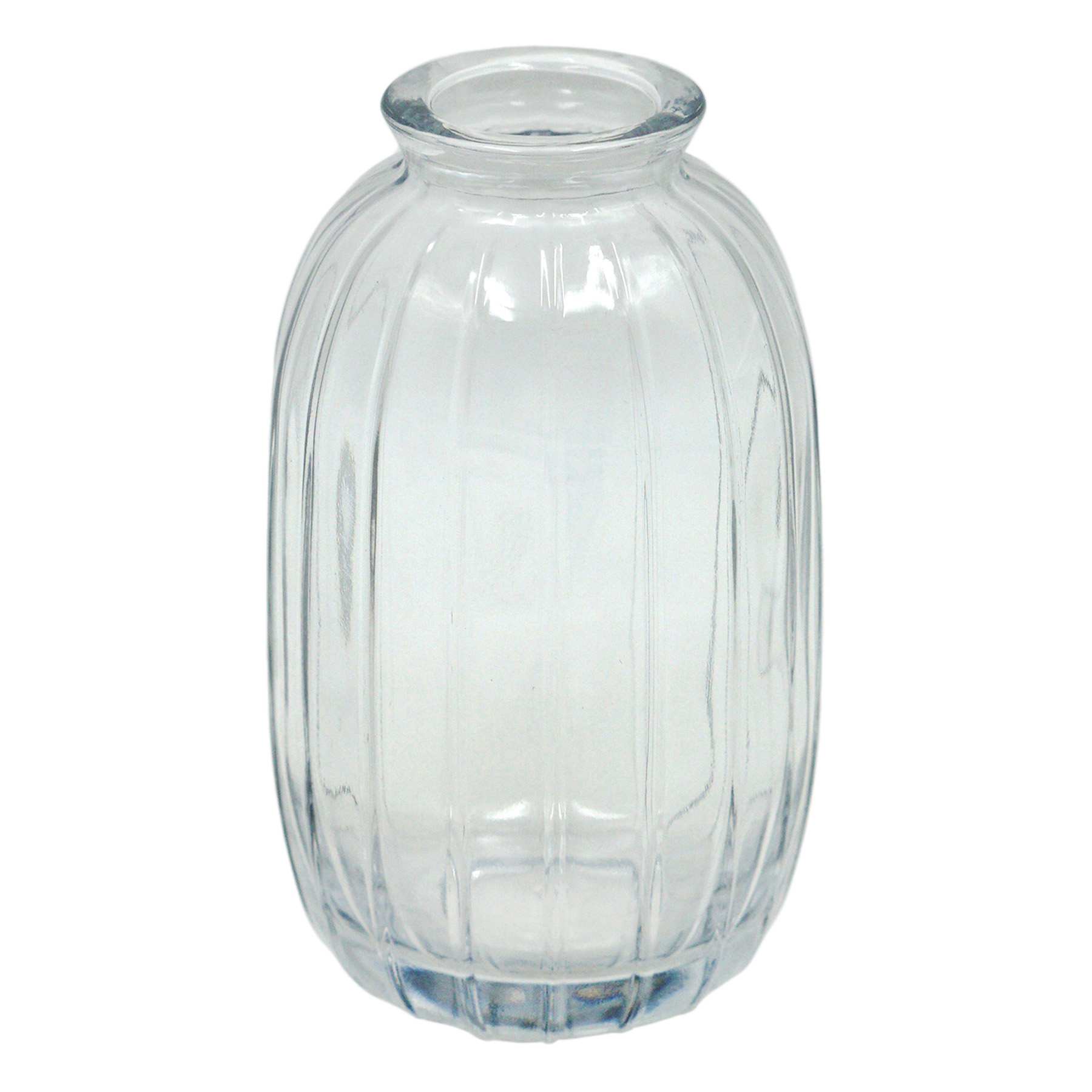 Clear Striped Glass Bud Vase, 5"