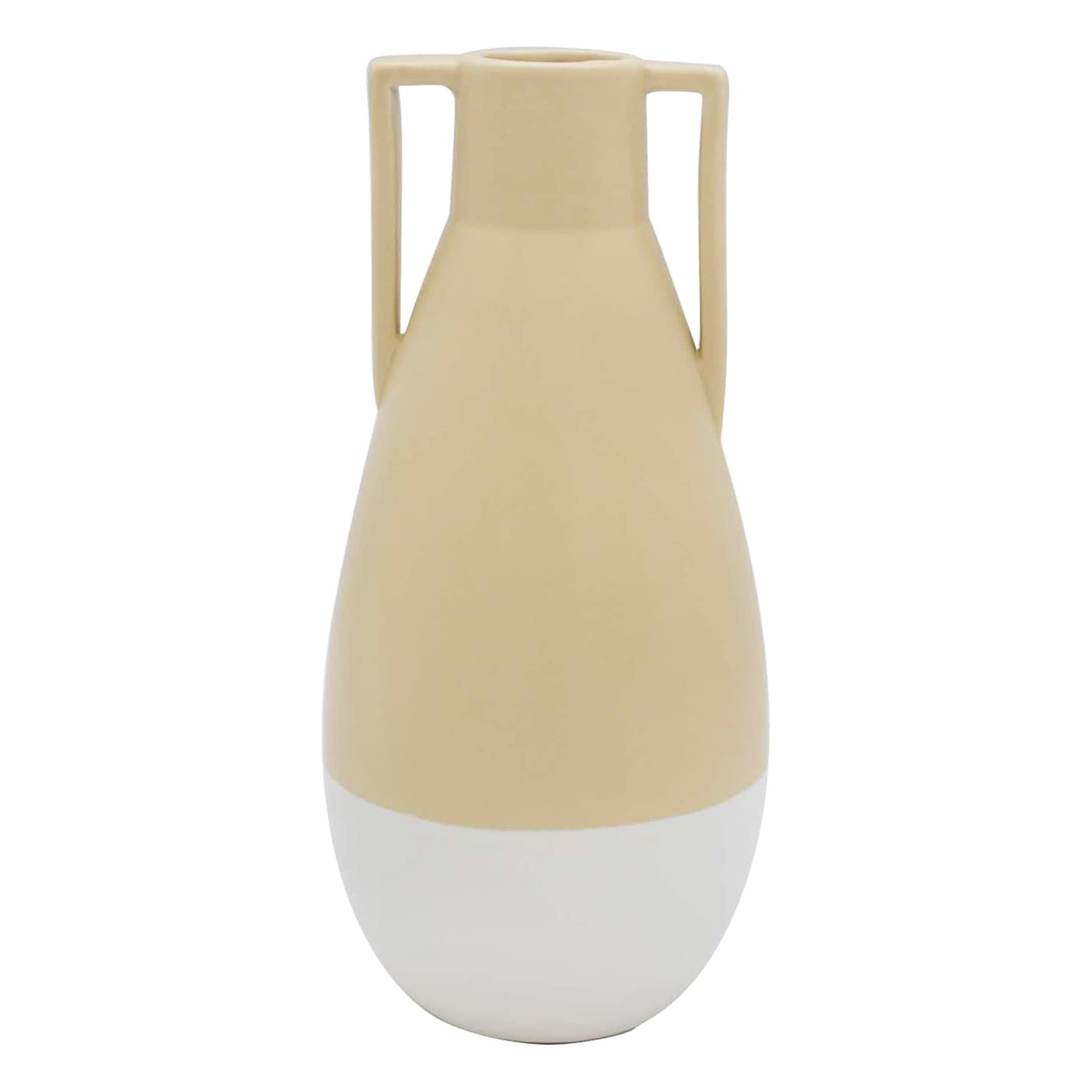Ty Pennington Tan Ceramic Vase with Handles, 9"