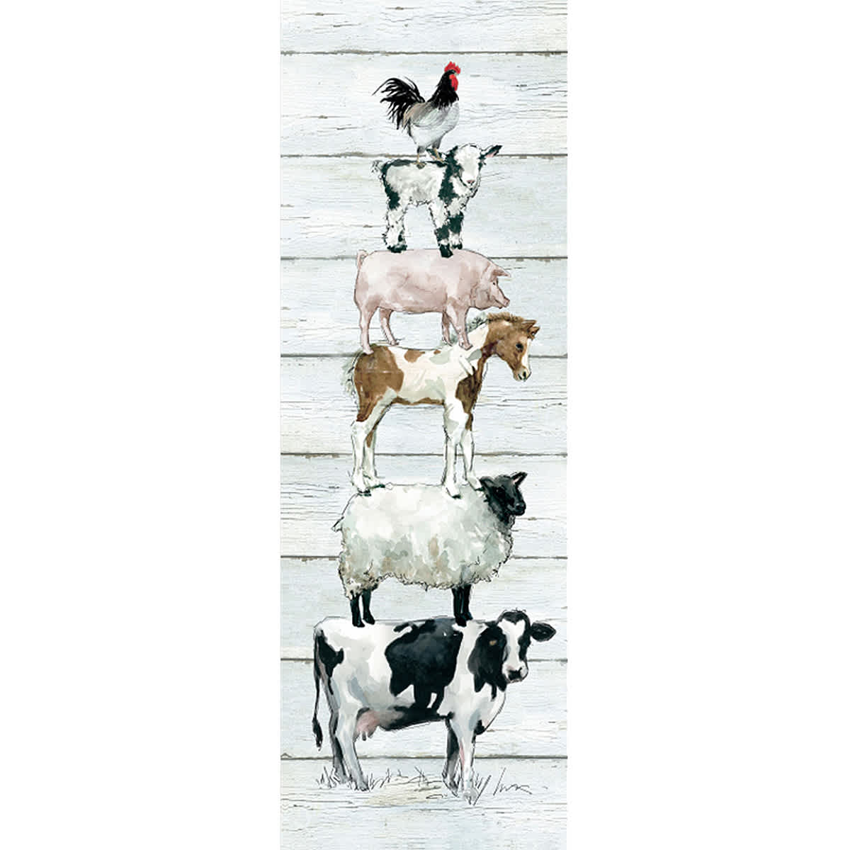 Animal Farm Stack Canvas Wall Art, 12x36