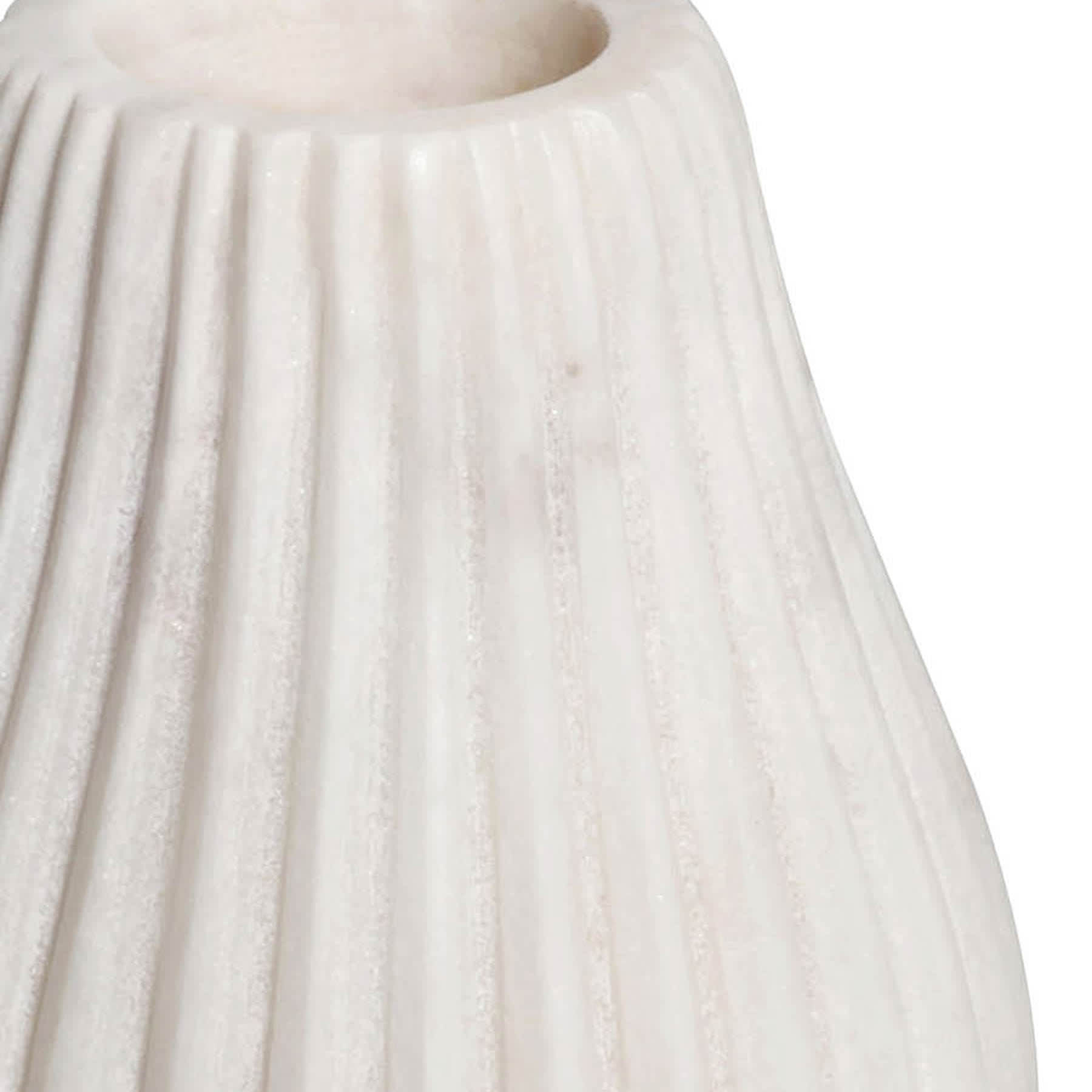 White Ribbed Stoneware Flower Vase, 4.5"