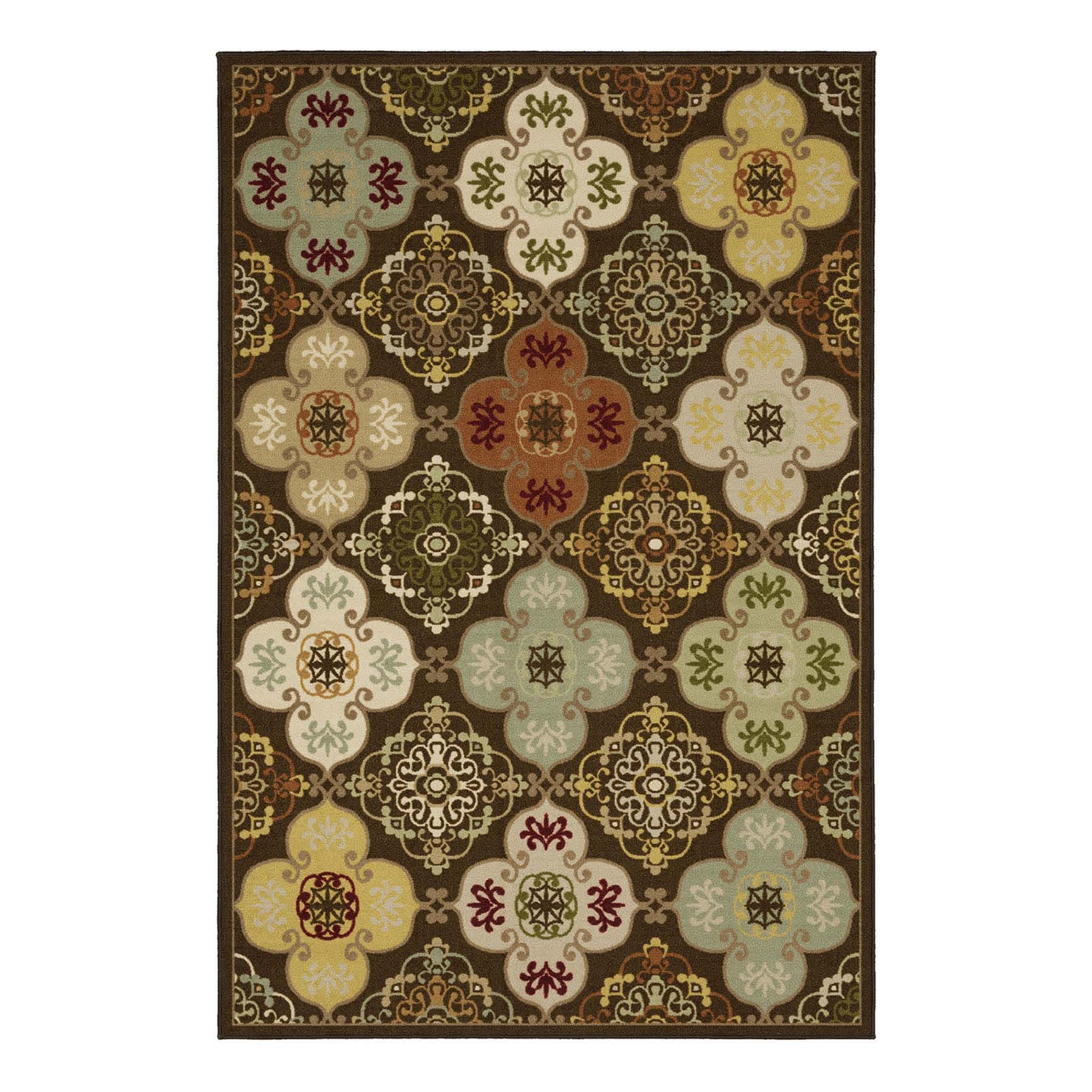 (D622) Bellmoor Multicolor Ogee Area Rug, 7x9