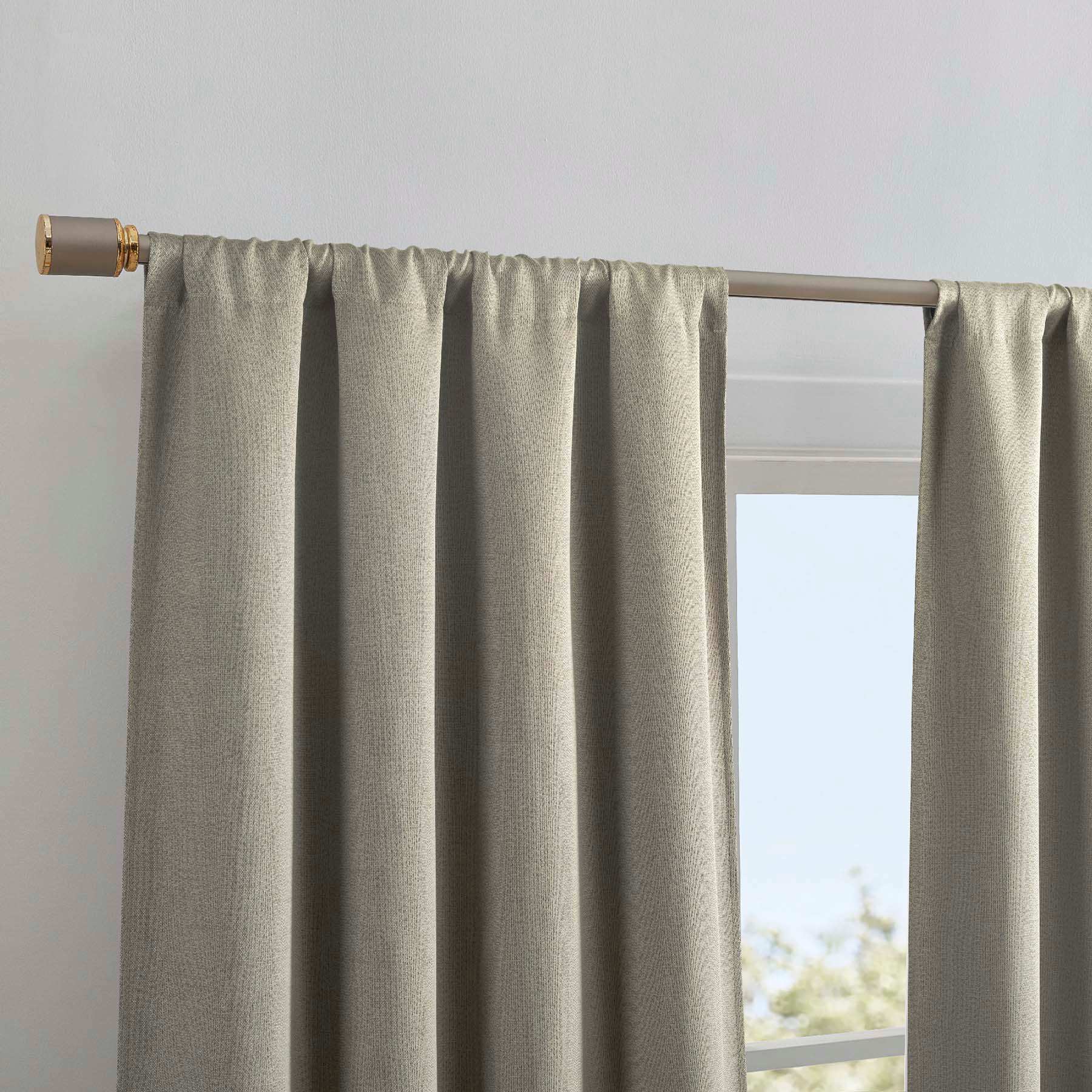 Faye Beige Thermal Weave Room Darkening Curtain Panel, 84"
