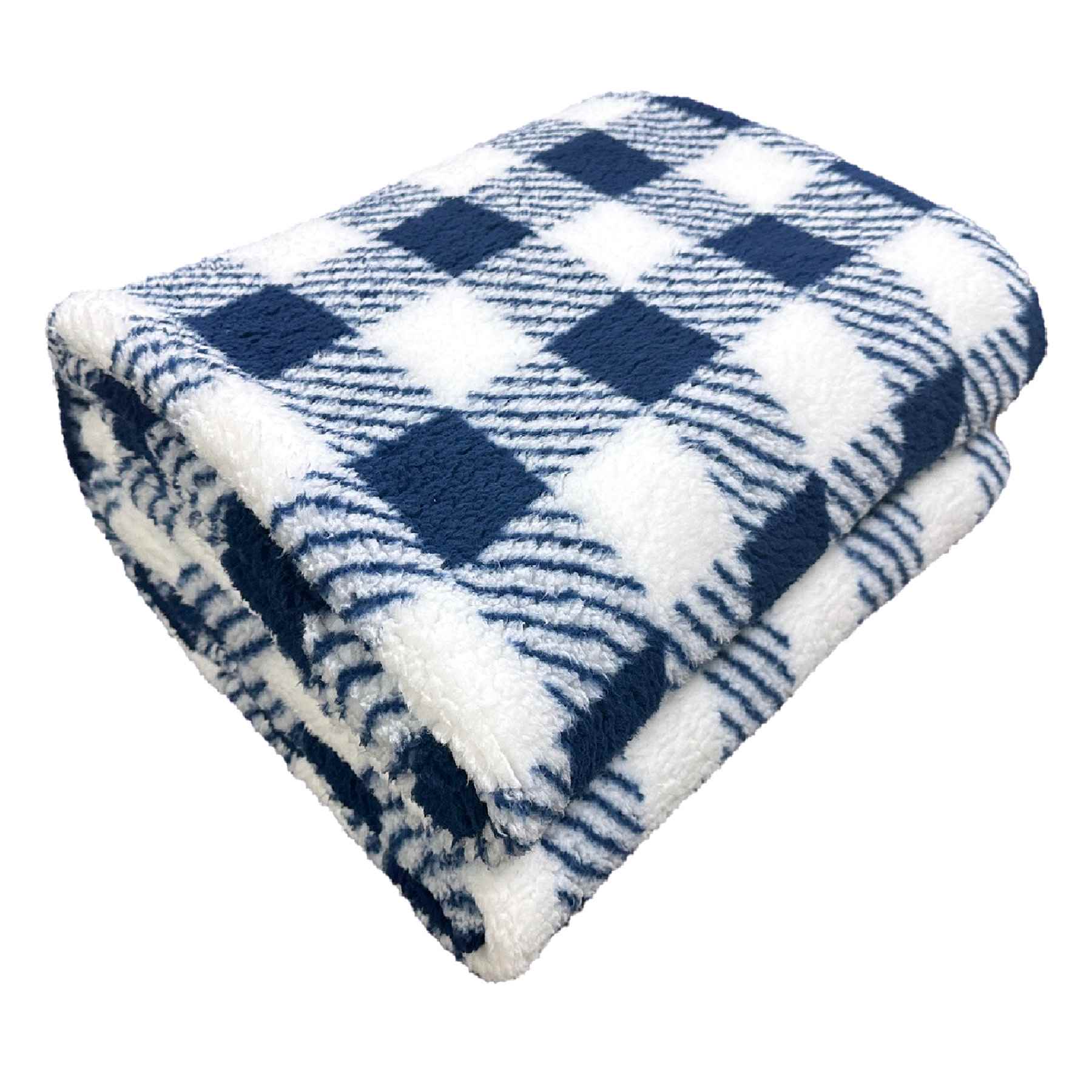 Blue Buffalo Plaid Sherpa Throw Blanket, 50x60